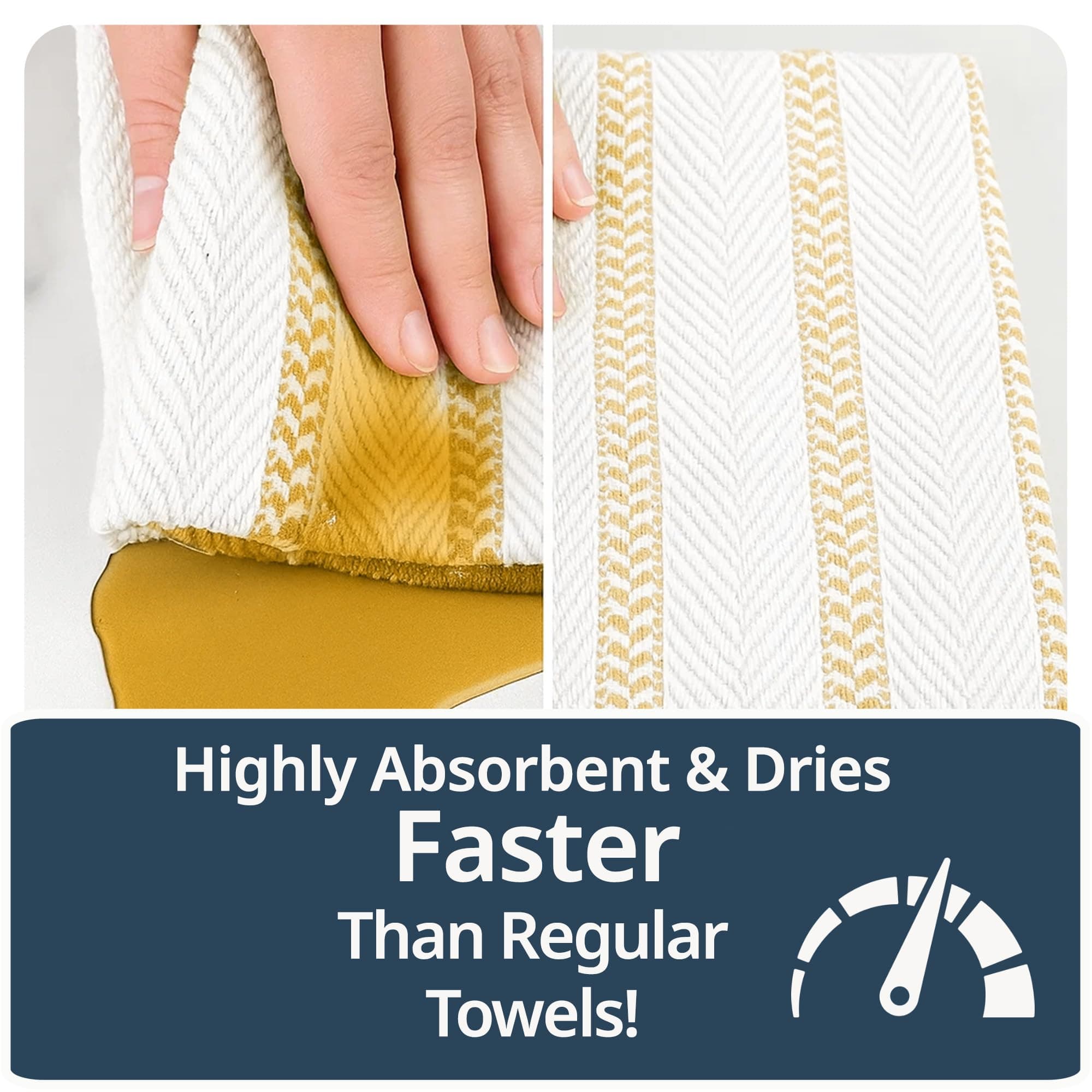 LANE LINEN Kitchen Towel Set - Pack of 4 Cotton Dish Towels for Dishes, 18'x 28' - Quick Drying, Lemon Yellow