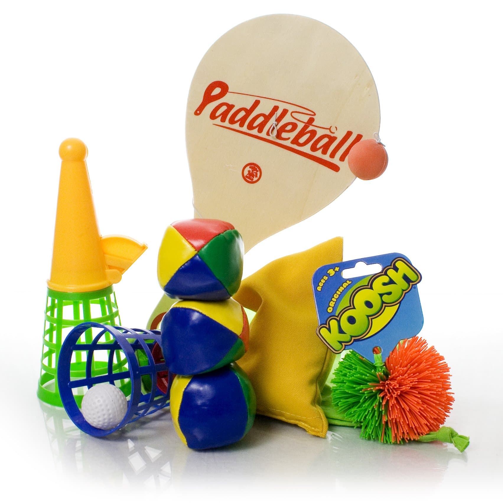 Fiddle Kit - Motor Skills - Juggling balls, Koosh ball, Bat & ball, Bean bag, Catch-it cones