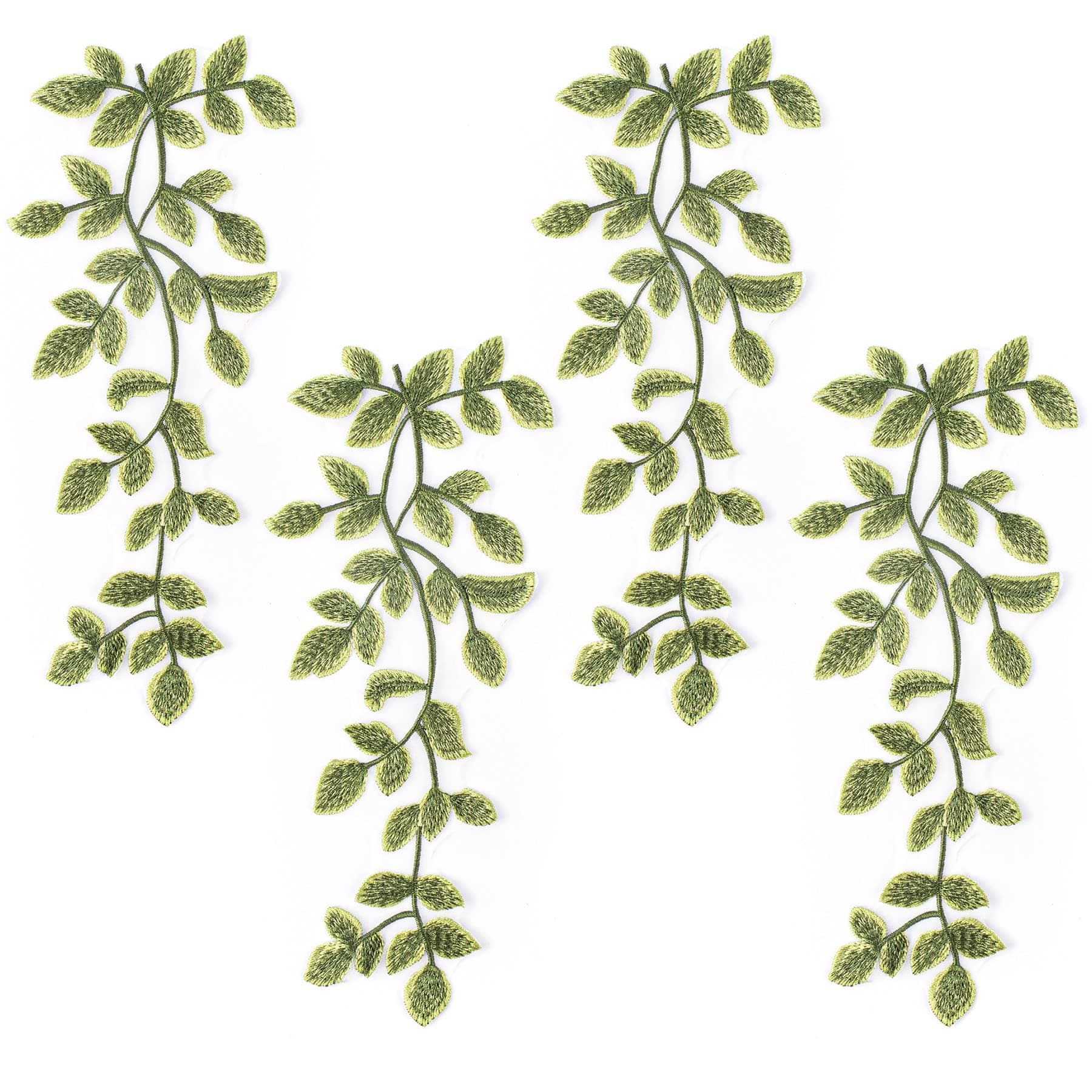 Framendino, 2 Pack Green Forest Leaves Vine Patches Leaf Pattern Appliques Lace Trims Embroidery for DIY Cloth Decoration Costume Craft