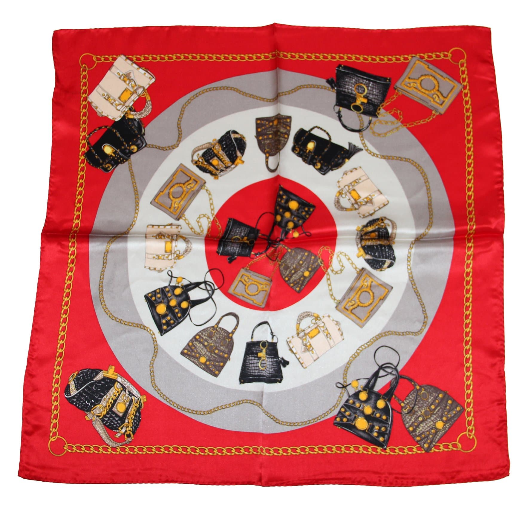 100% Silk Scarf Shawl, Small Square, 20 Inch X 20 Inch (Red Fasion Bags)