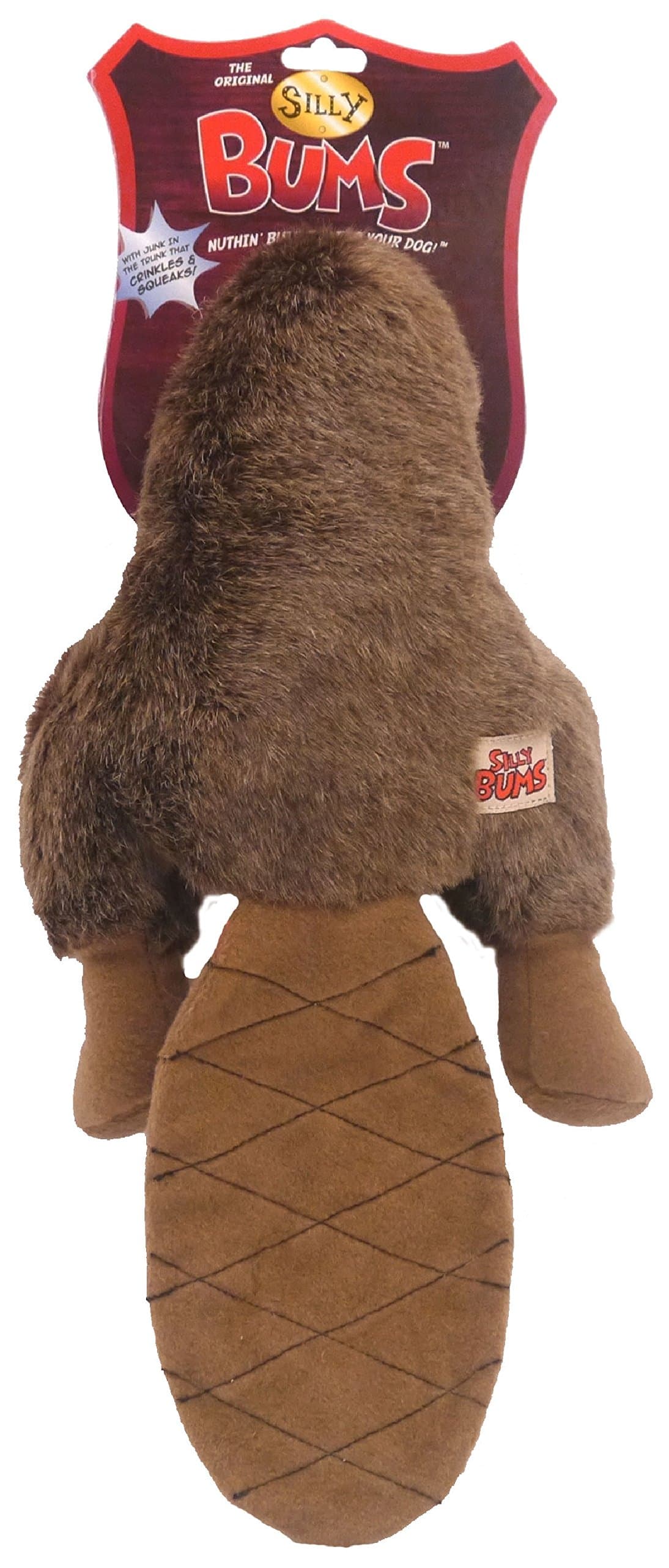 Silly Bums Beaver Bum, Plush, Crinkly, Squeaky, Funny and Furry Dog Toy - Large