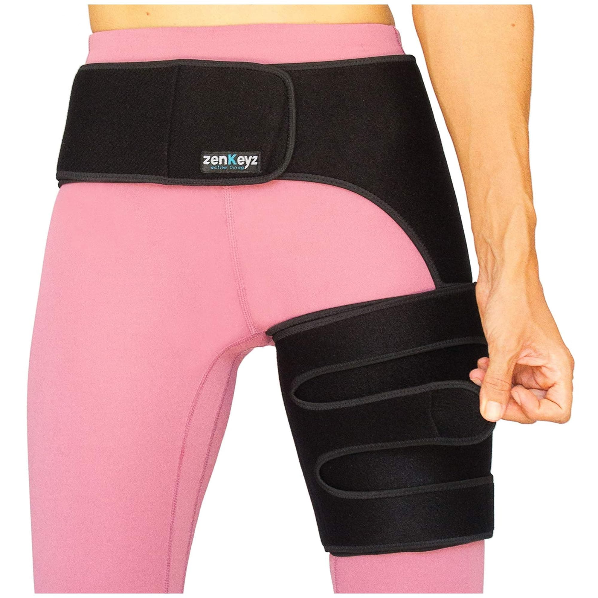 ZENKEYZ Copper Compression Hip Brace Sciatica - Groin Wrap For Pain Relief Thigh Compression Sleeve - Support For Hip Flexor Arthritis For Pulled Muscles-Sciatica Nerve Brace Injury (Left)