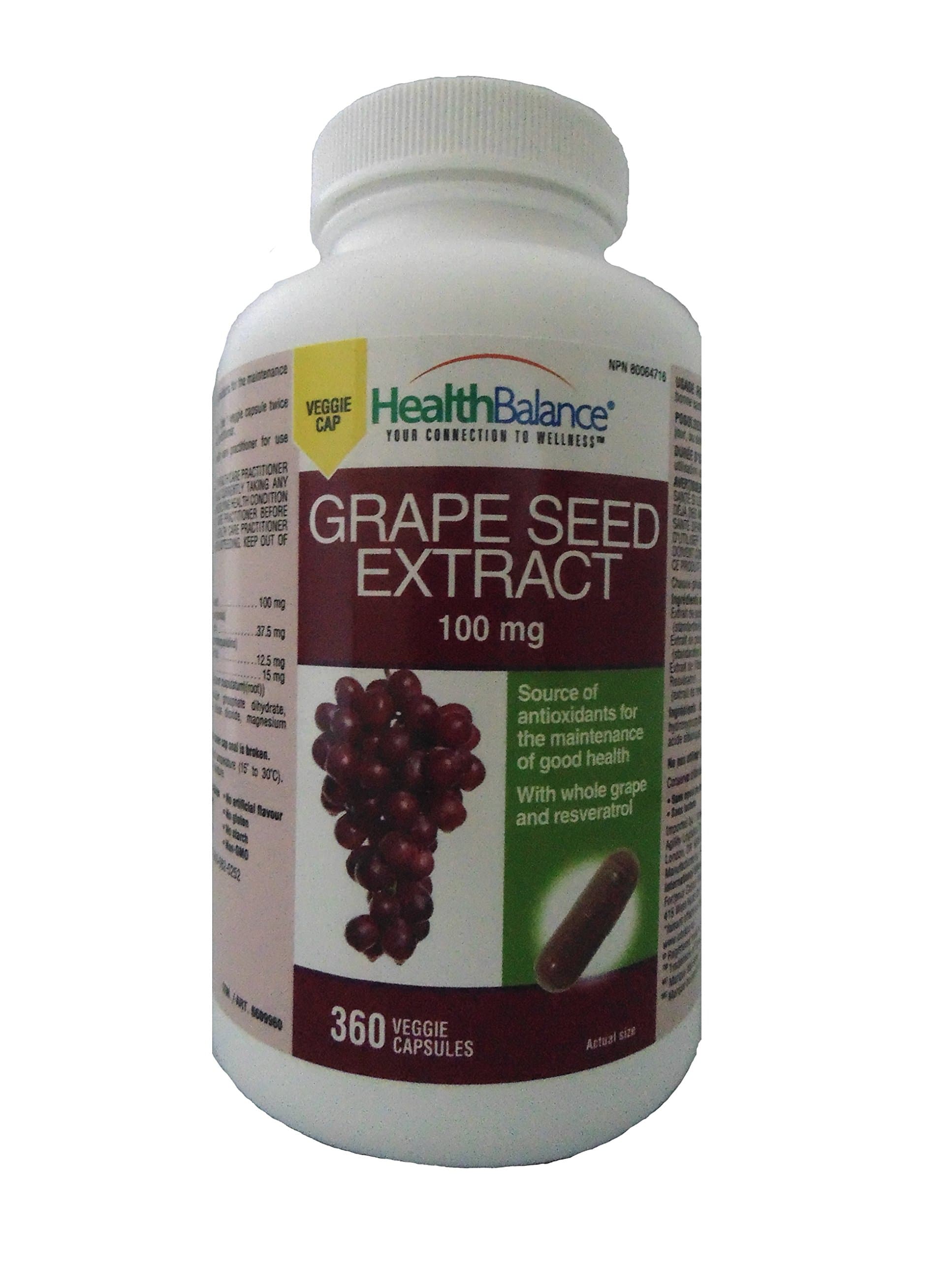 3 Bottles x HealthBalance Grape Seed Extract, 100mg, 360 Veggie Cap (3)