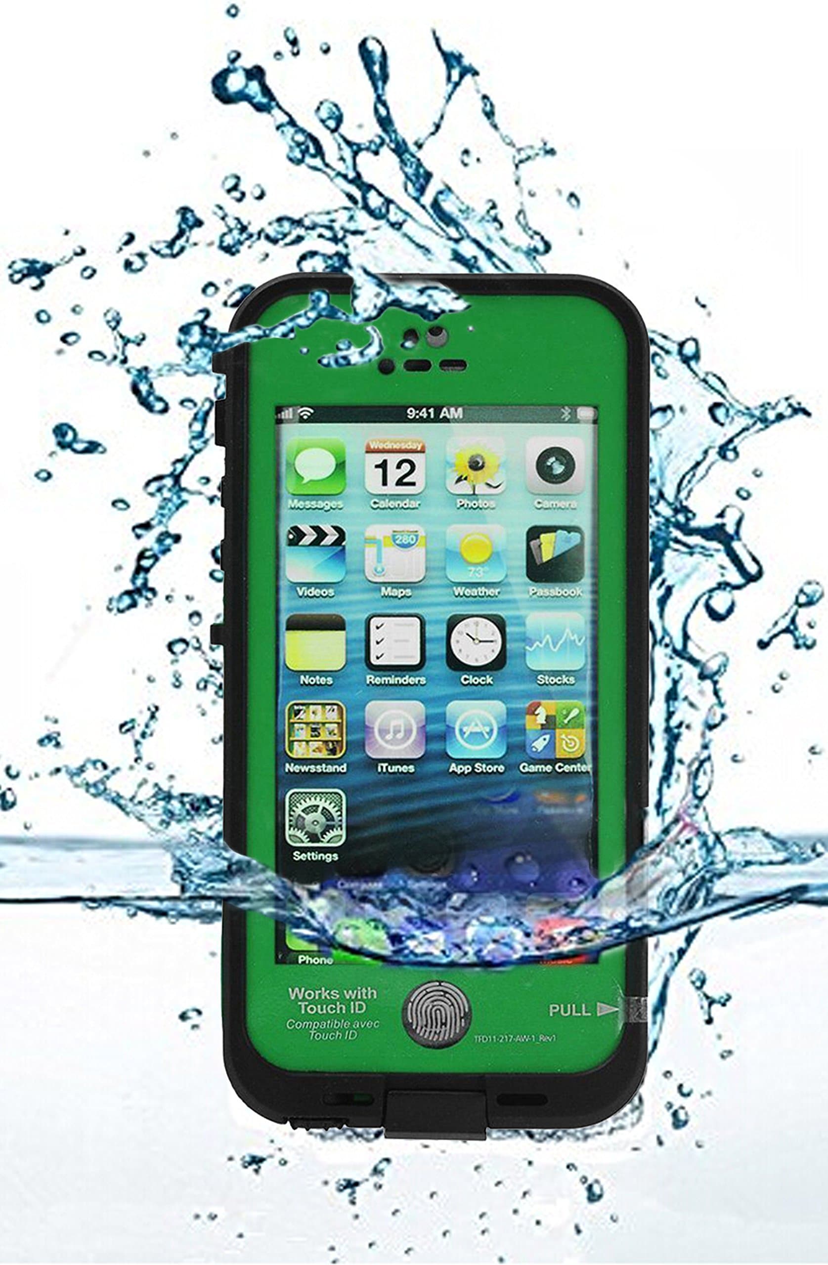 Fingerprint Scanner Waterproof Shockproof Full Case Cover for Apple Iphone 5 5S(Grow Green)