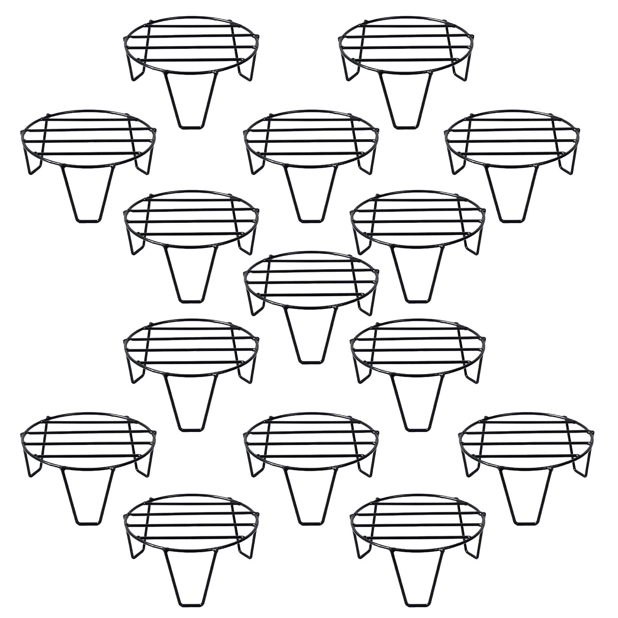 Leafy Tales Round Metal Plant Stand for Outdoor Balcony, Set of 15 ,20*20*10cm| Black Round Flower Pot Stand for Home Garden | Heavy-Duty Iron Gamla Stand for Balcony, Terrace & Living Room | Rust-Resistant Outdoor Pot Holder