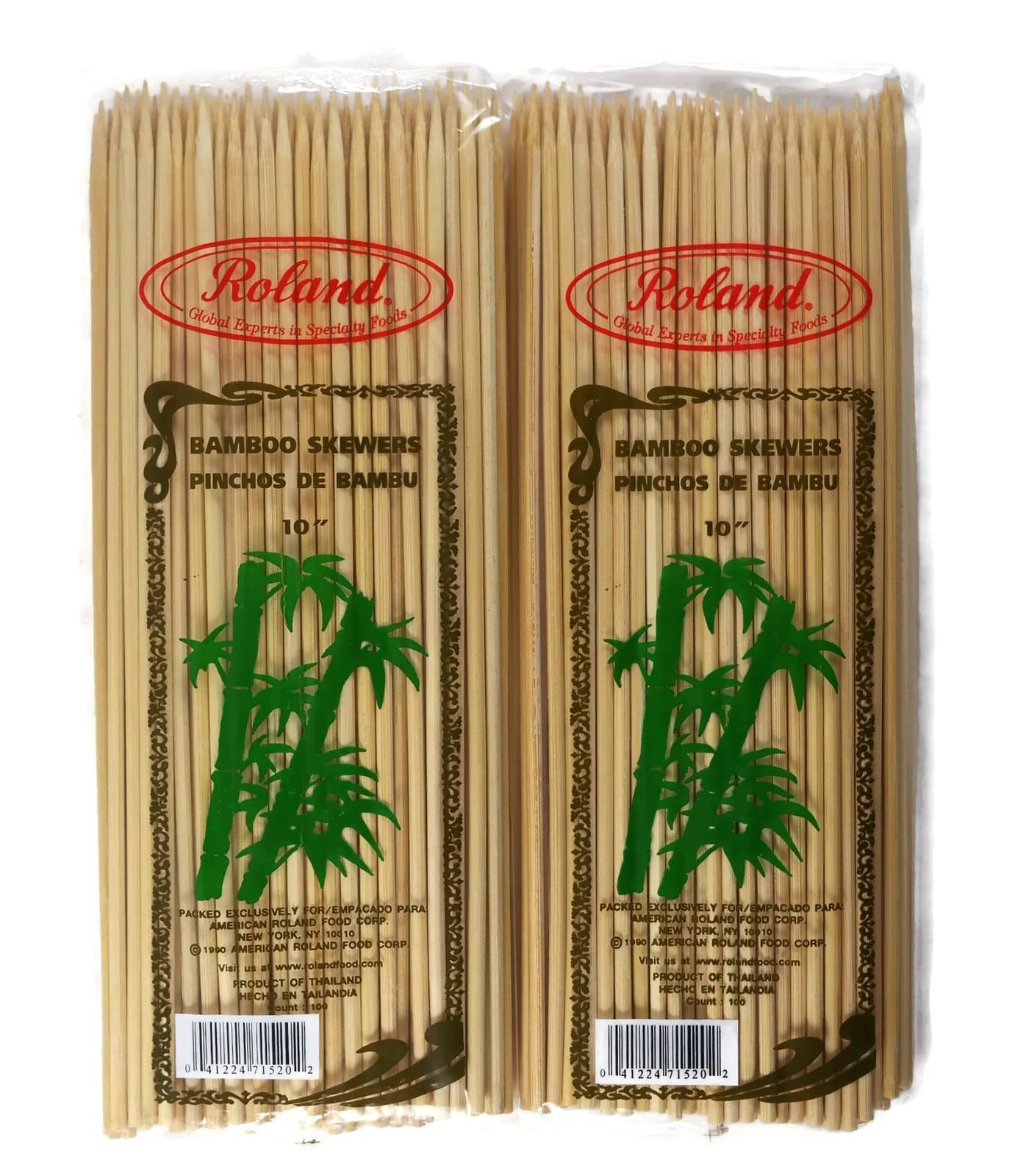 Roland Bamboo Skewers 10 Inches Long, 4mm, 100 Count Pack (2)