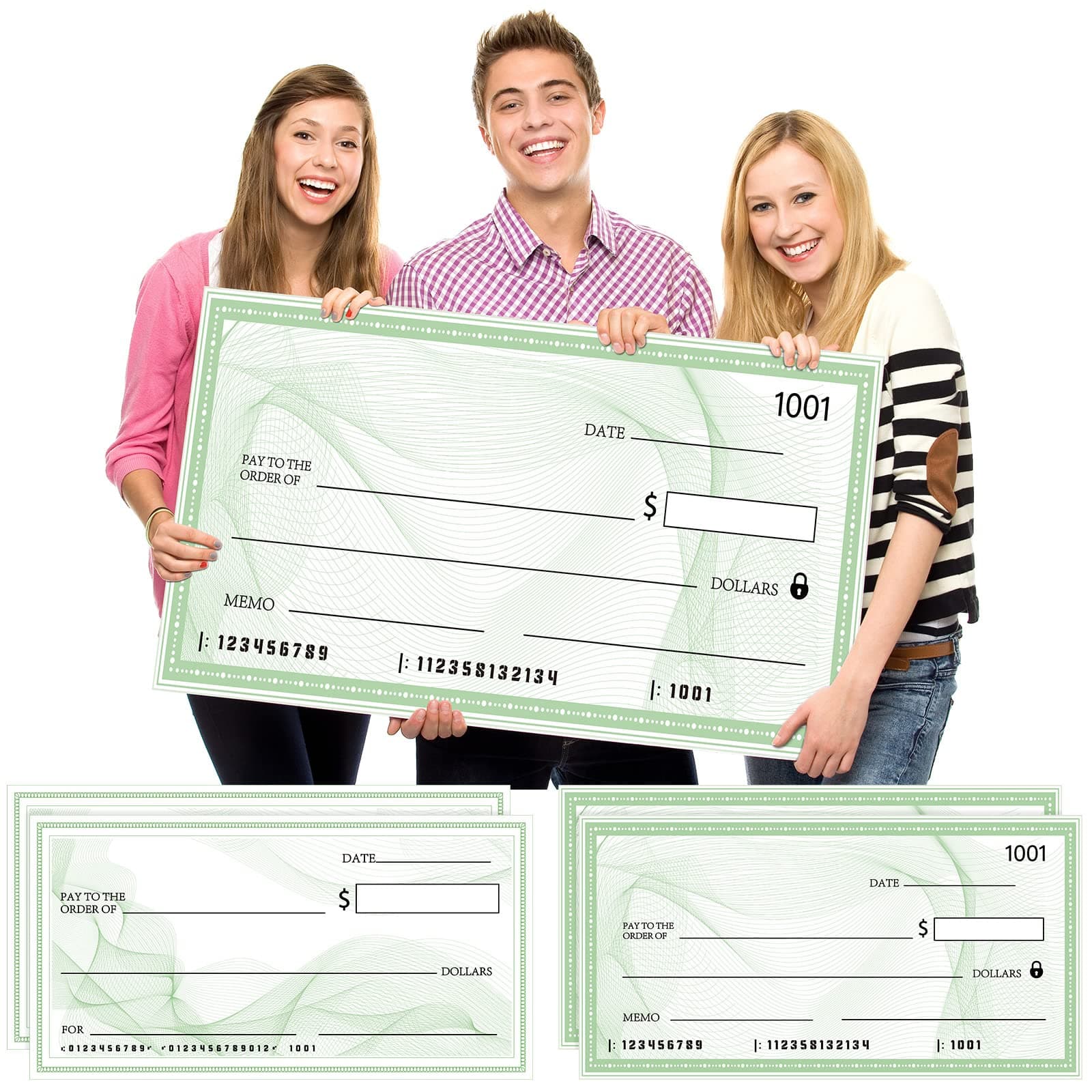 Dianelhall 4 Pcs Big Checks for Presentations 30 x 16'' Giant Large Big Blank Fake Check for Graduation Presentations Donation Awards Fundraisers Charity, 2 Designs