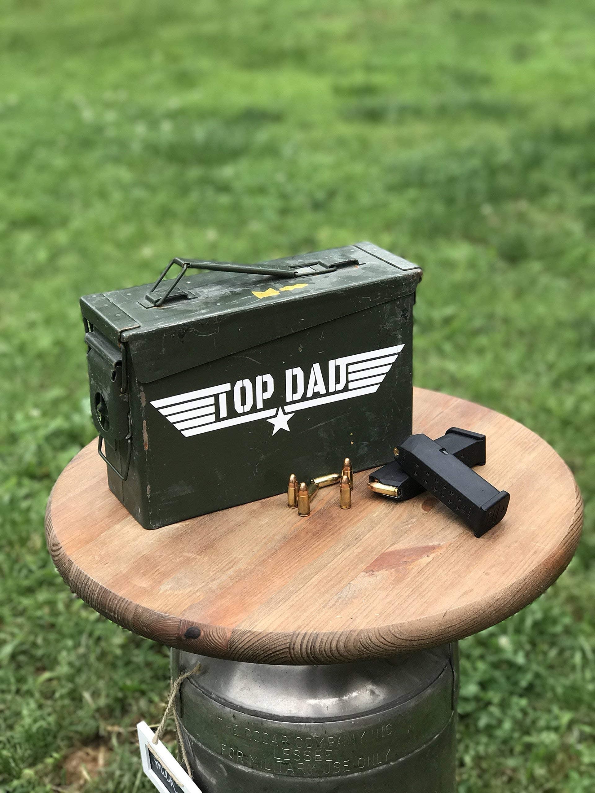 "Top Dad" Ammo Box/Father's Day Gift/Military Ammo Crate/Olive Drab Metal Box/Top Gun Style