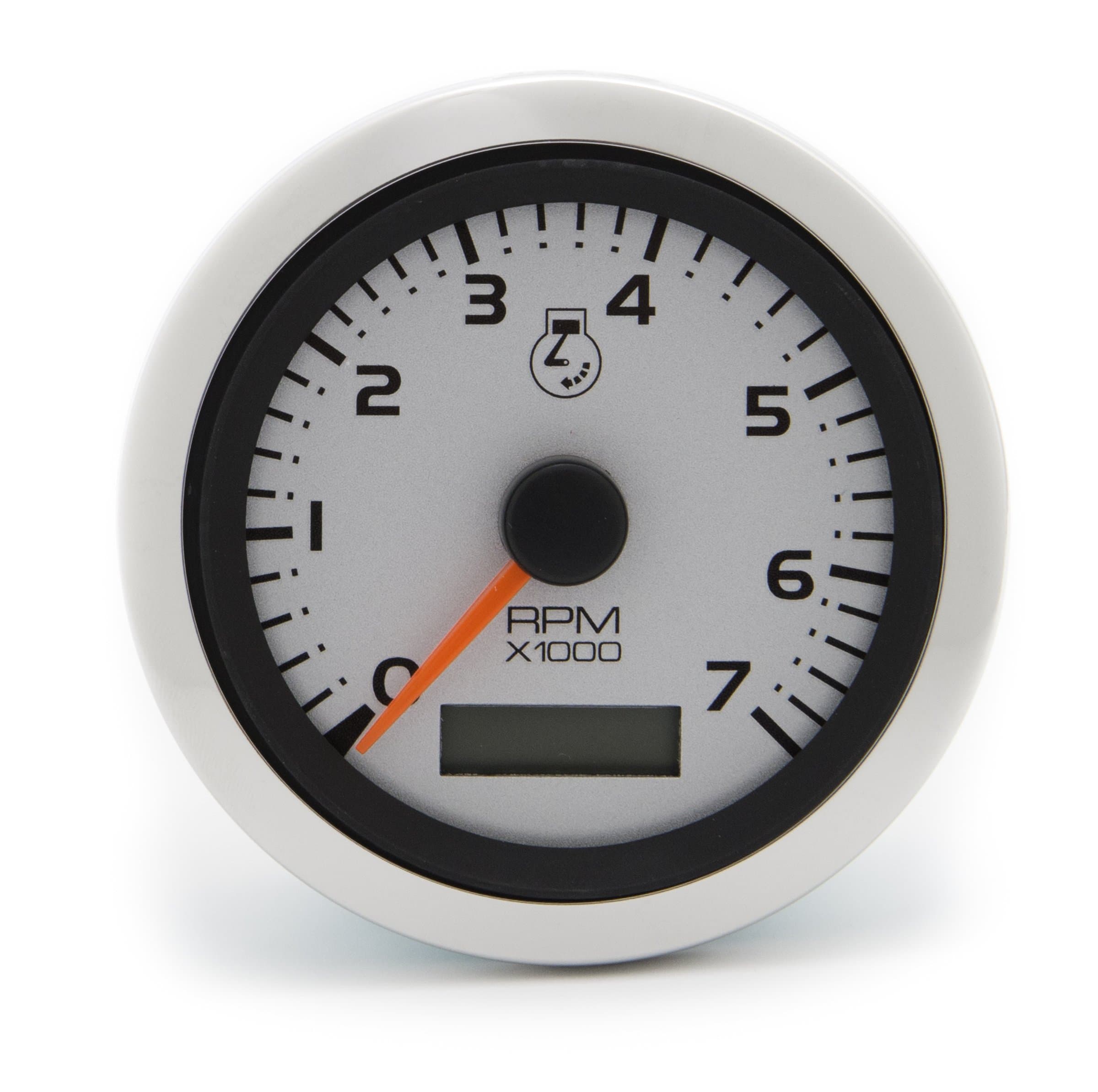 Sierra 65545P, Argent Tachometer/Hourmeter Gauge, 7K, 3 inch, Universal, Night Visible