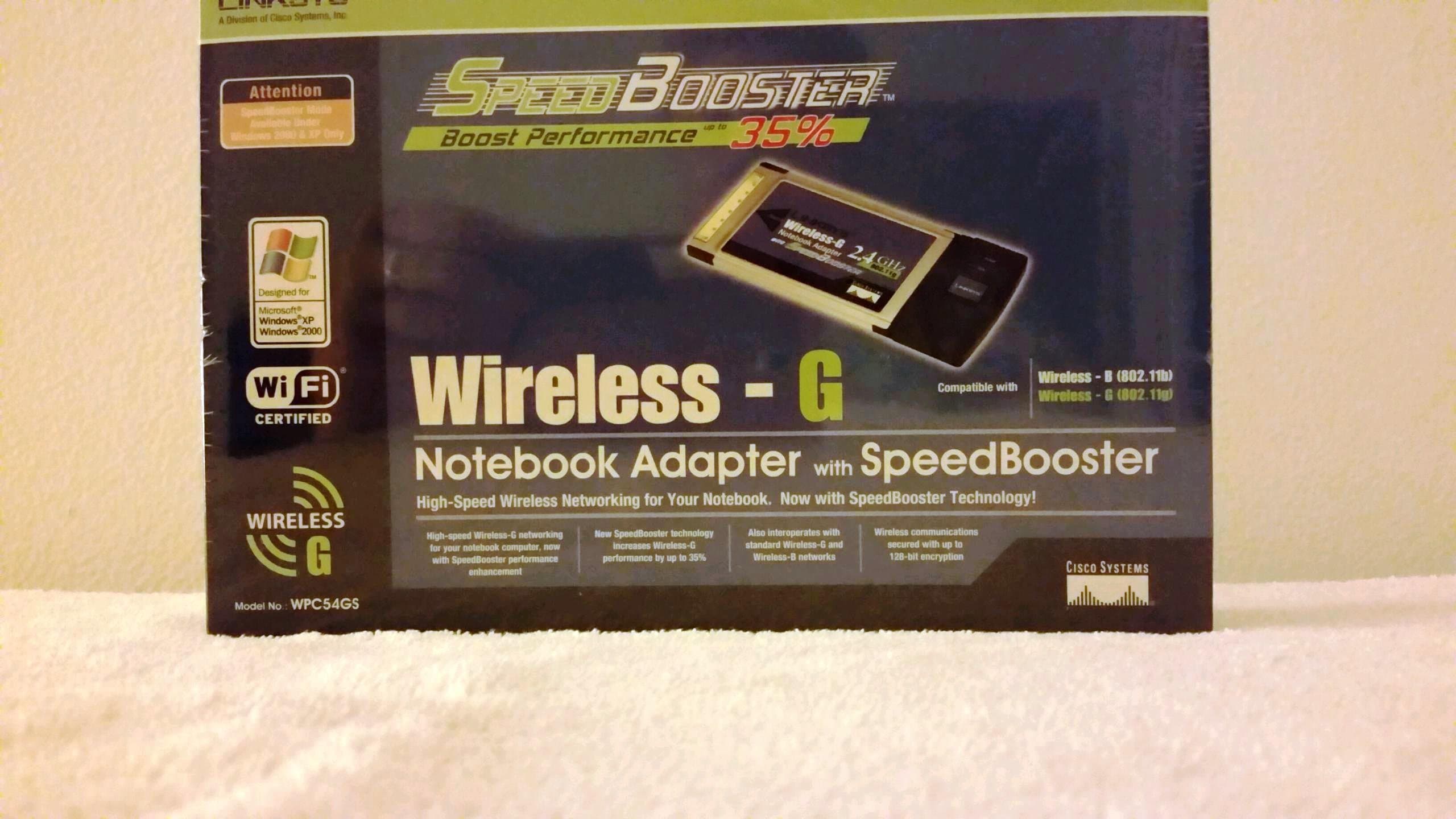 Cisco-Linksys WPC54GS Wireless-G Notebook Adapter with SpeedBooster,blue/black
