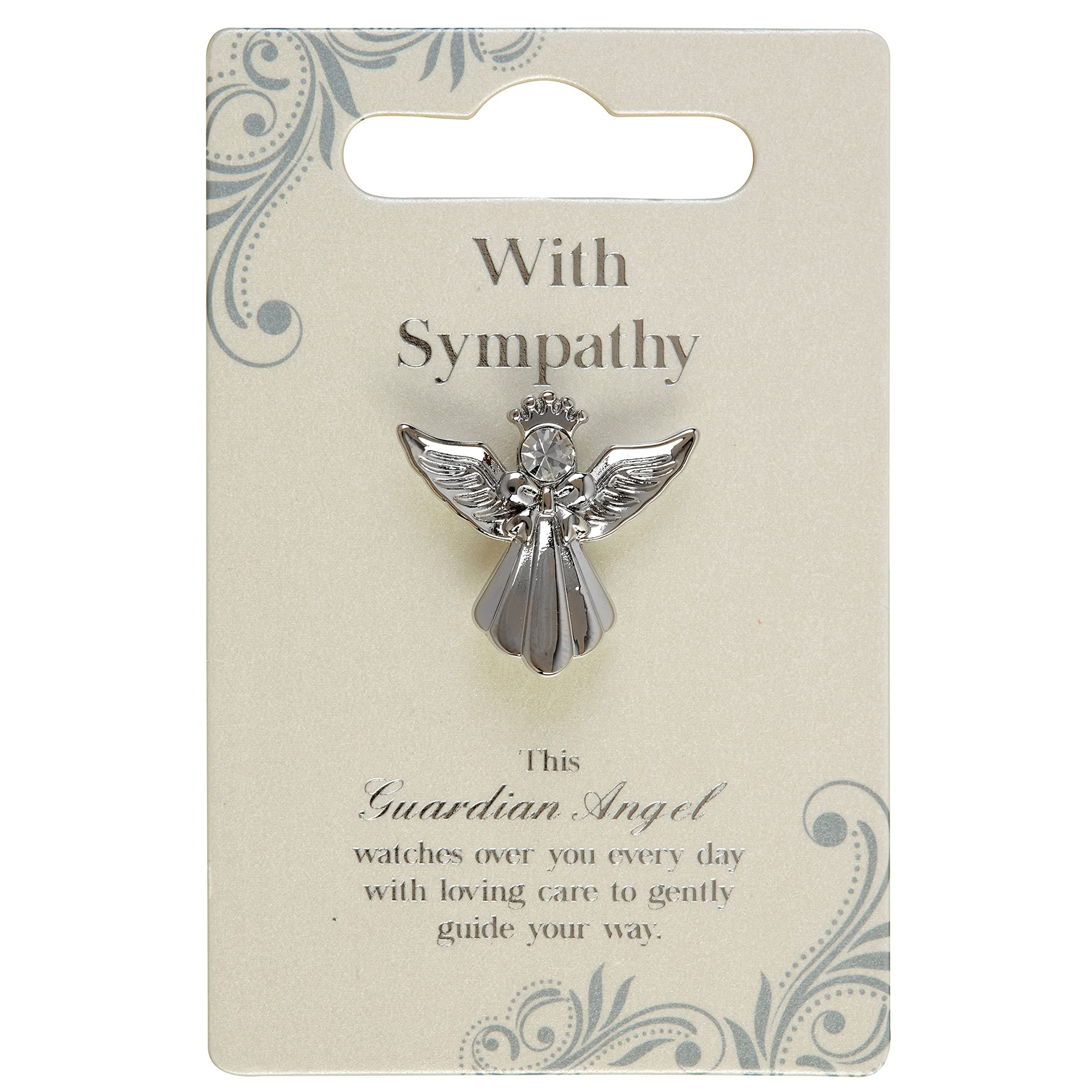 With Sympathy Silver Coloured Angel Pin With Gem Stone Sentimental Gift Idea