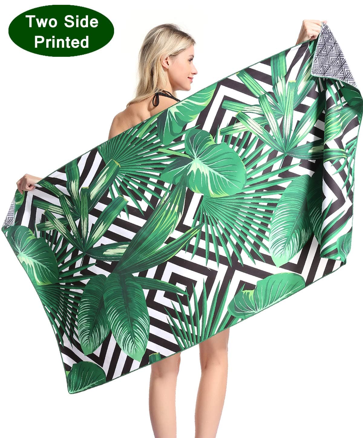 Tropical Microfiber Pool Beach Towel - Quick Fast Drying Lightweight Sand Free Outdoor Travel Rack Swim Micro Fiber Blanket Thin Yoga Mat Personalized Girls Women Men Adults Body Funny Hawaii Palm