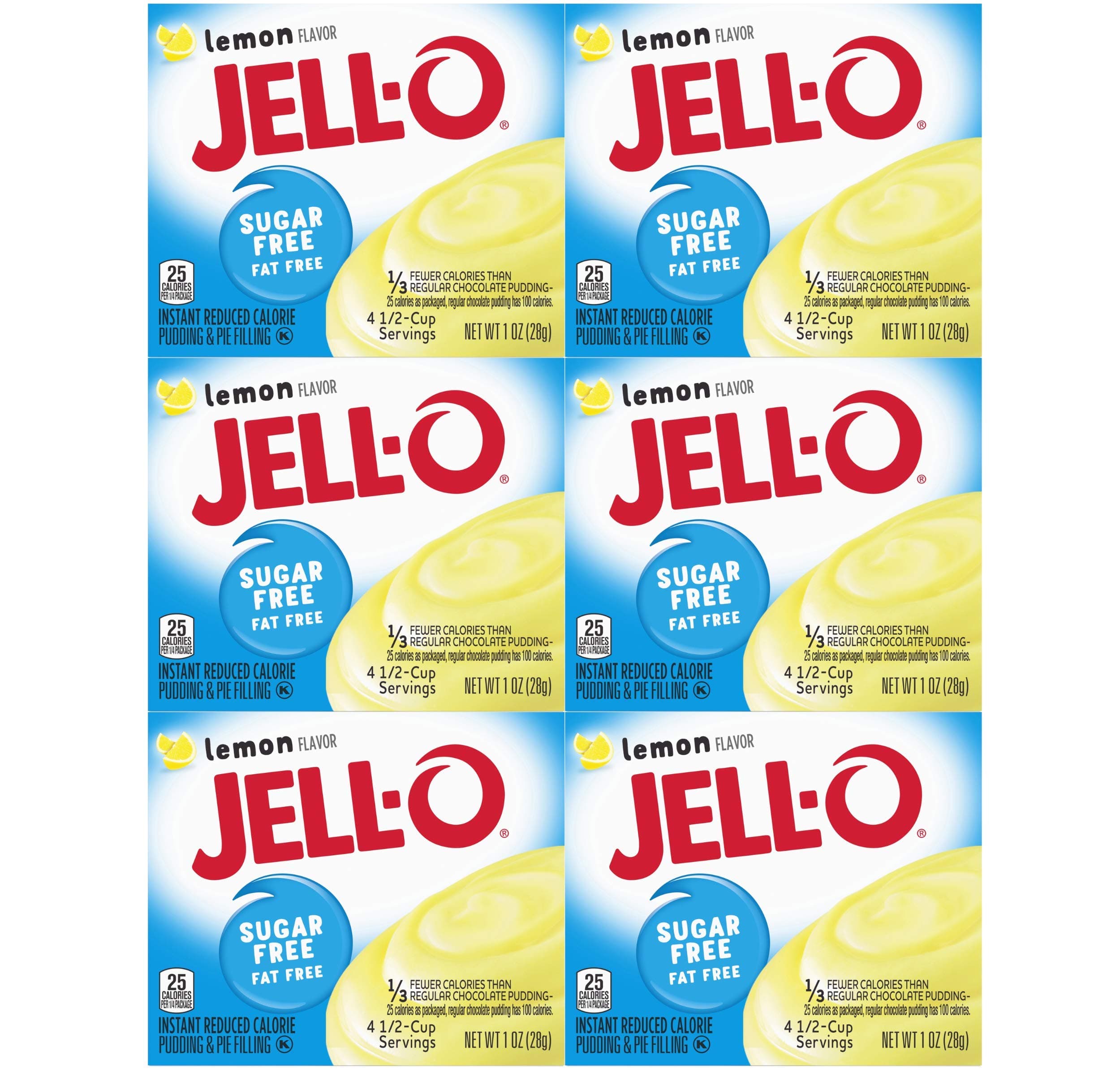 Jell-O Sugar-Free Instant Pudding and Pie Filling, Lemon, 1-Ounce Boxes (Pack of 6) by JELL-O