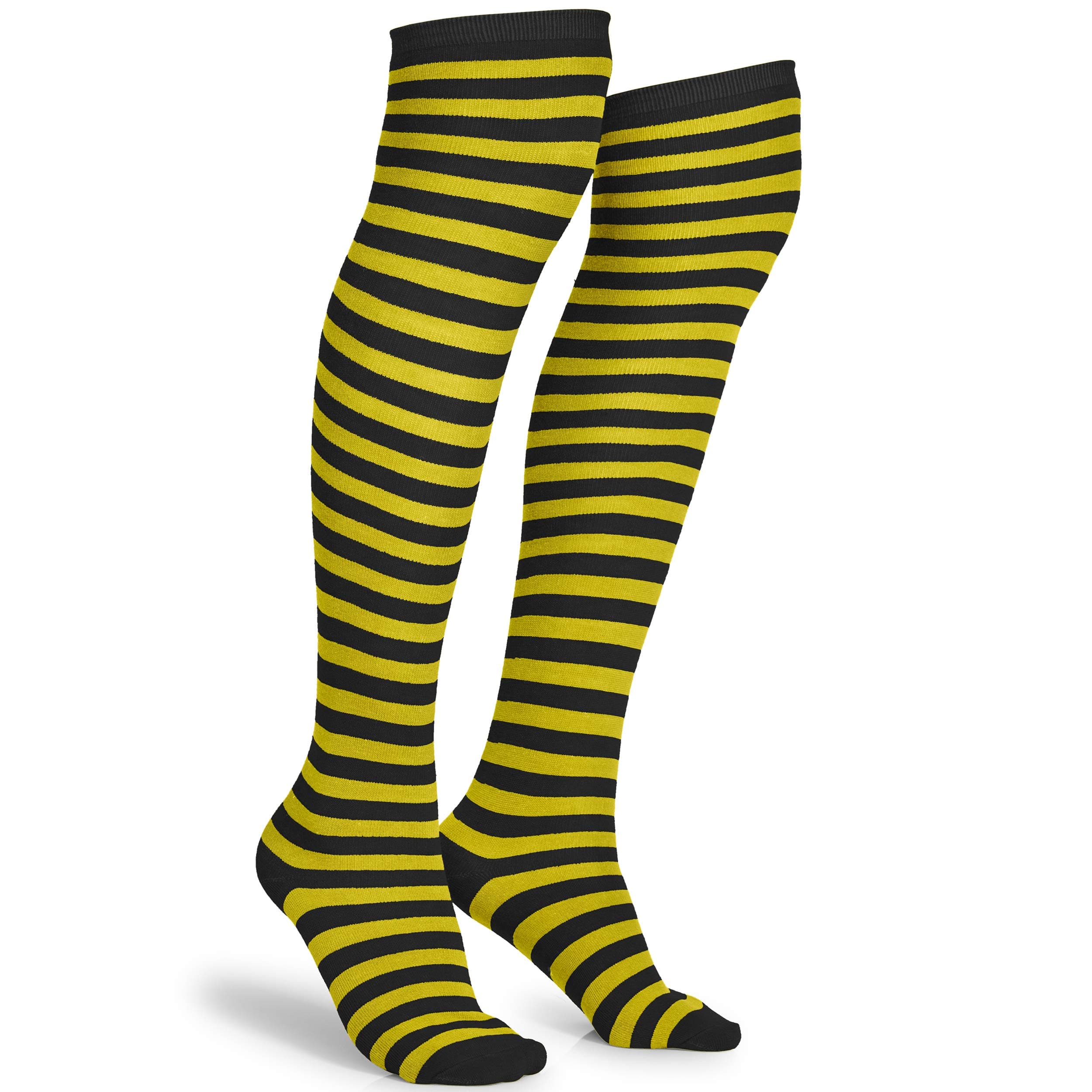 Black and White Socks - Over the Knee Striped Thigh High Costume Accessories Stockings for Men, Women and Kids