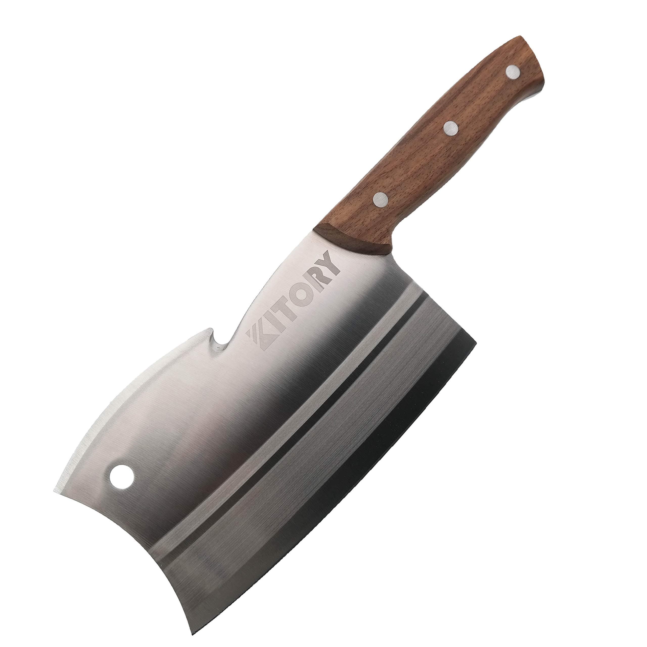 Kitory 7" Meat Cleaver, Double Edge Heavy Duty Butcher Knife