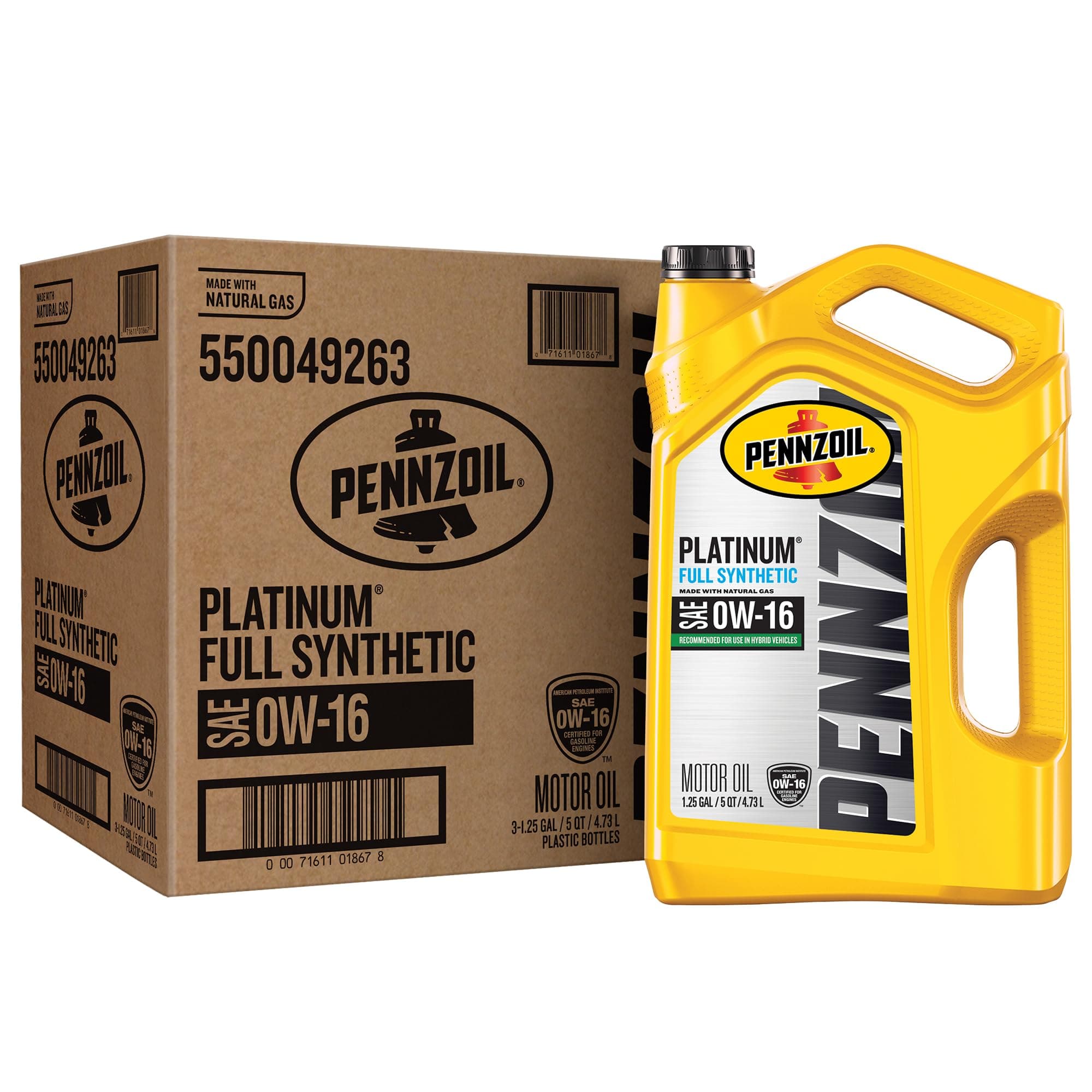 550049263-3PK Platinum Full Synthetic 0W-16 Motor Oil (5-Quart, Case of 3)