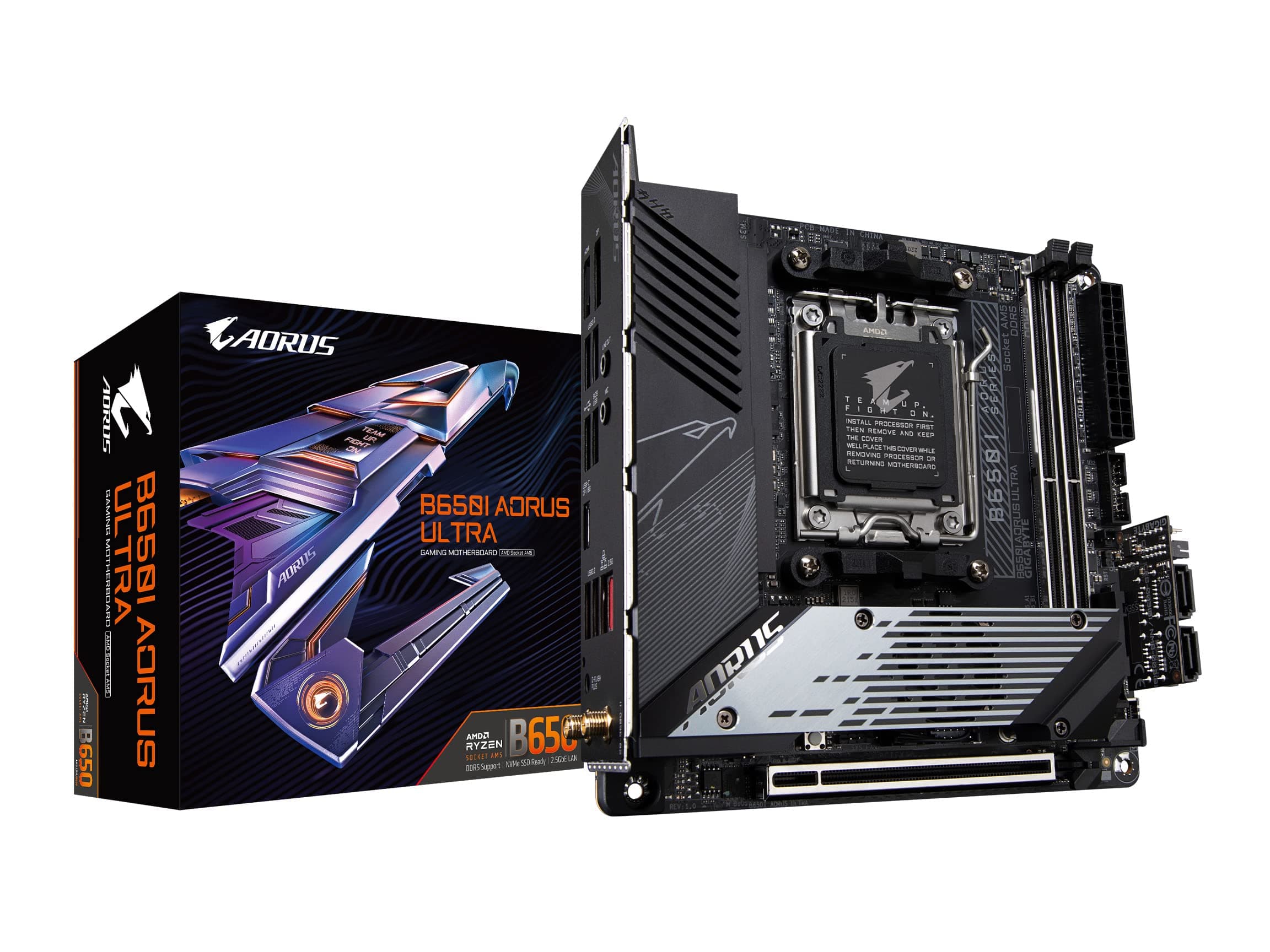 Gigabyte B650I AORUS ULTRA Motherboard - Supports AMD AM5 CPUs, 8+2+1 Digital VRM, up to 6400MHz DDR5 (OC), 1xPCIe 5.0 + 2xPCIe 4.0 M.2, Wi-Fi 6E, 2.5GbE LAN, USB 3.2 Gen 2