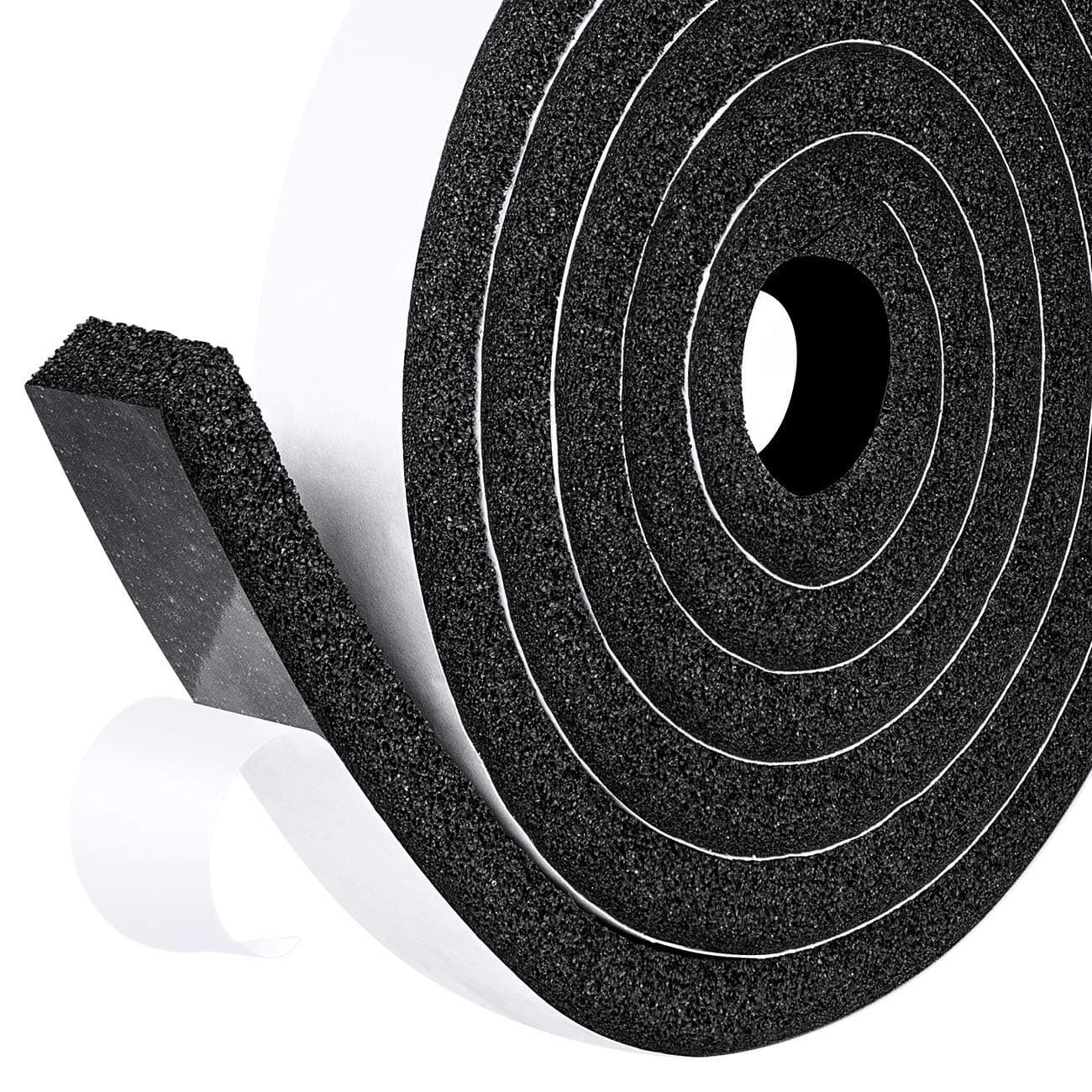fowong Foam Weather Stripping, 25mm(Width) X 12mm(Thick), Open Cell Foam Tape Adhesive Rubber Strip Maximum Compression SoundProof (2 Rolls with Total 4m Long)