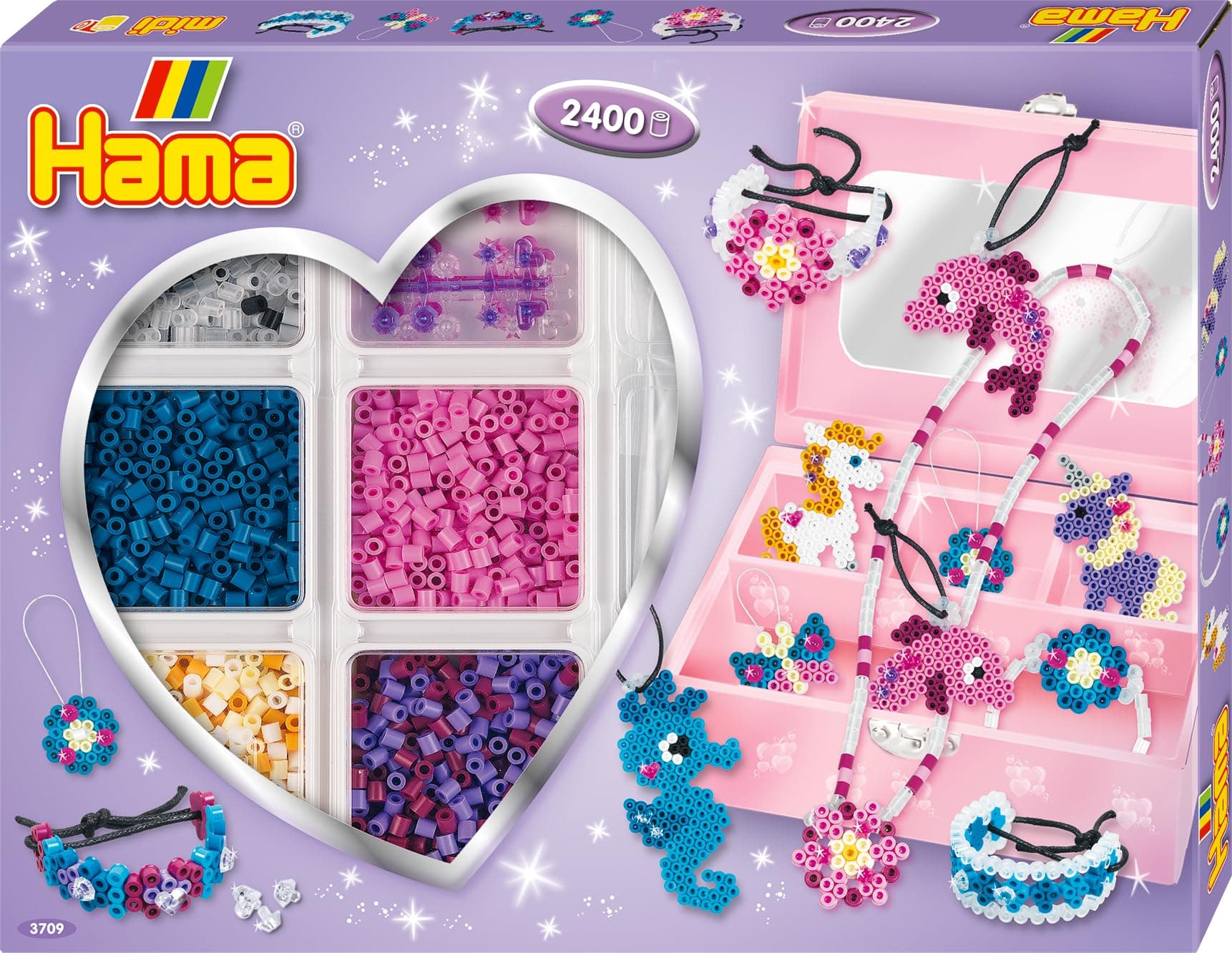 Perlen 3709 Creative Box Accessories with Approx. 2,400 Colourful Midi Iron-On Beads with Diameter 5 mm, Pen Plate and Accessories, Includes Ironing Paper, Creative Craft Fun for Young and Old