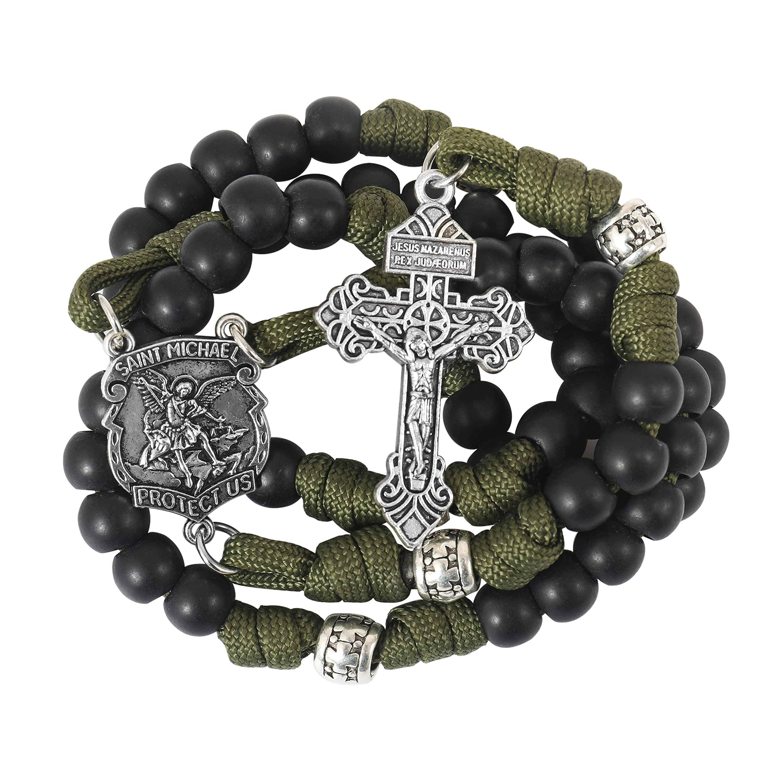 St Michael Paracord Rosary Beads Rugged Rosary Necklace Strong Corded Catholic Pardon Crucifix