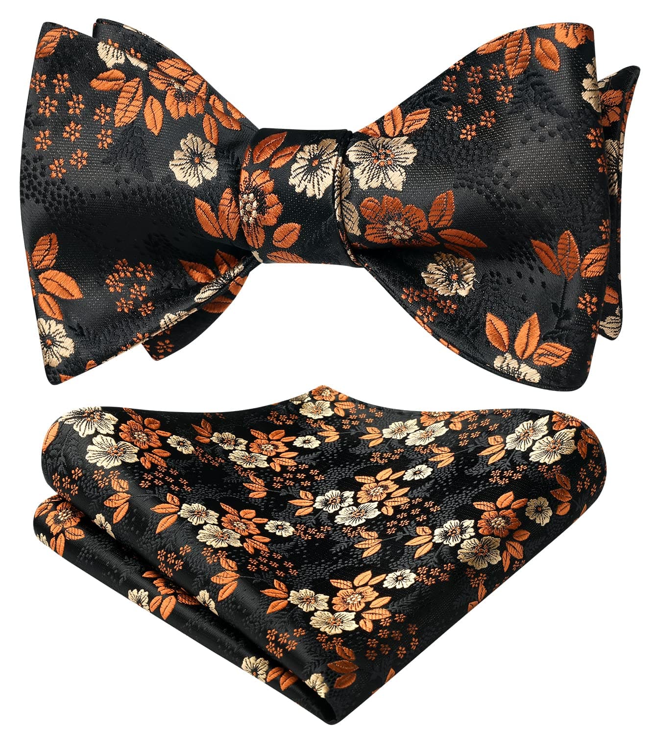 Bow Ties for Men Floral Bowties Mens Self Tie Bow Tie Handkerchief Jacquard Woven Bowtie Pocket Square Set