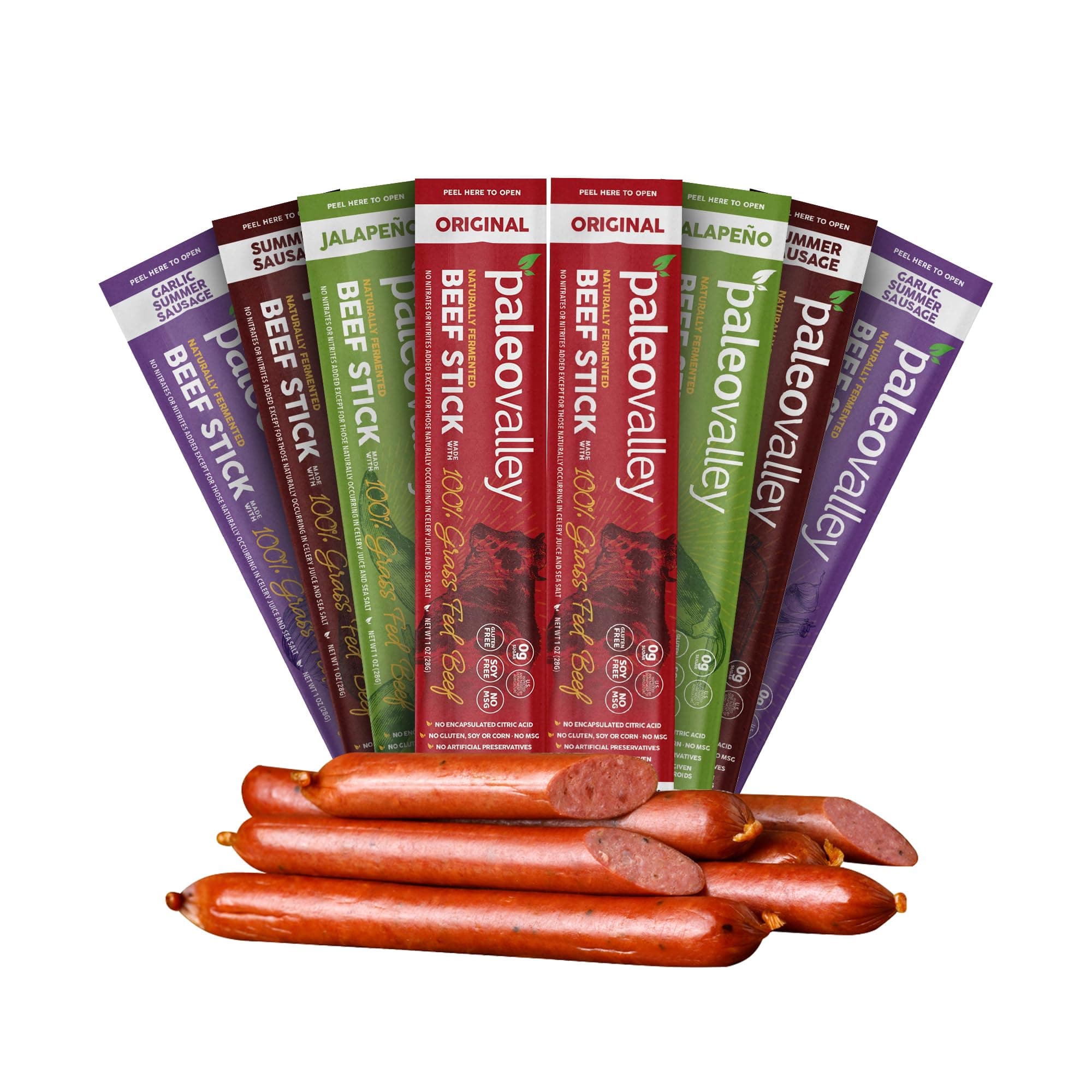 - Paleovalley 100% Grass Fed Beef Sticks - Delicious Gluten Free Beef Snack - High Protein Keto Friendly, 40 Count Variety Pack
