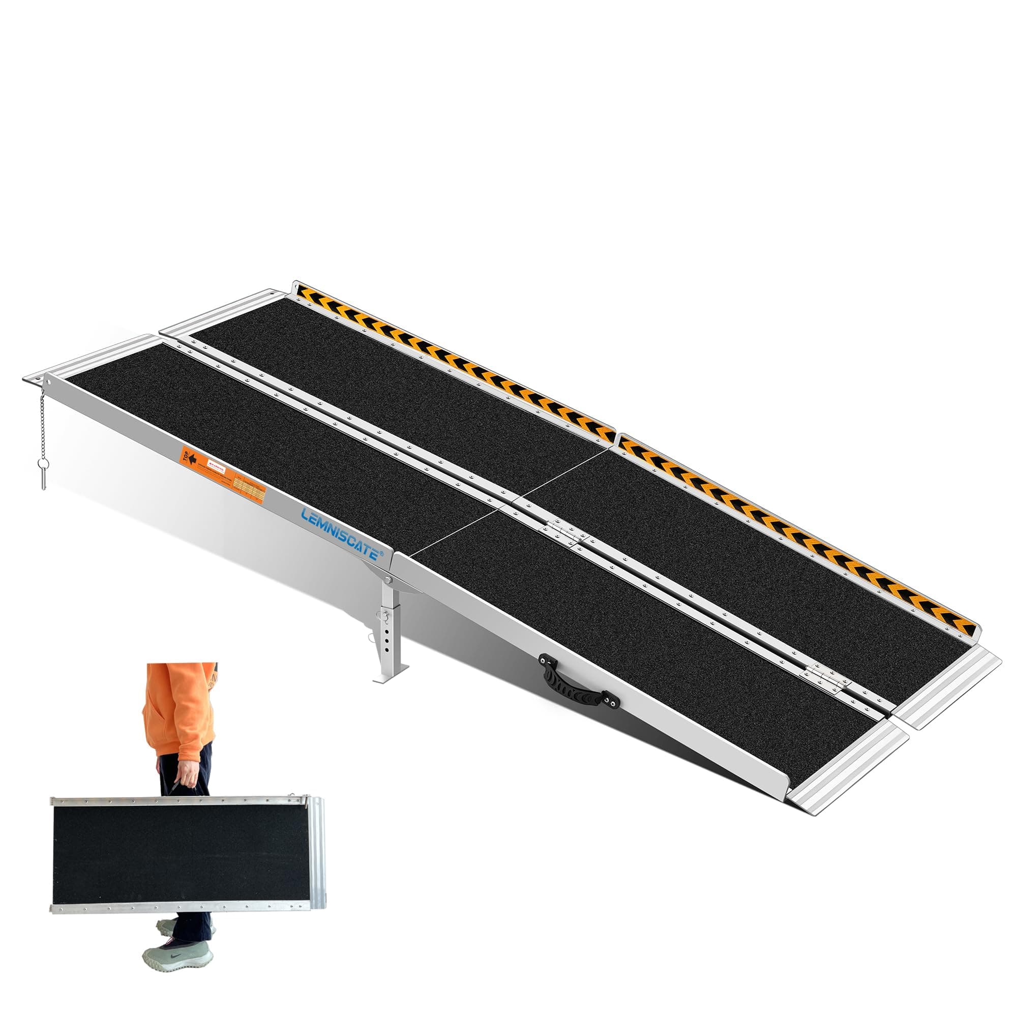 Portable Wheelchair Ramp 6FT, Non-Slip Aluminum Handicap Ramp with Handle, Folding Wheel Chair Ramps for Homes Steps, Stairs, Entry, Threshold, Doorways, Scooter, 800LBS Capacity