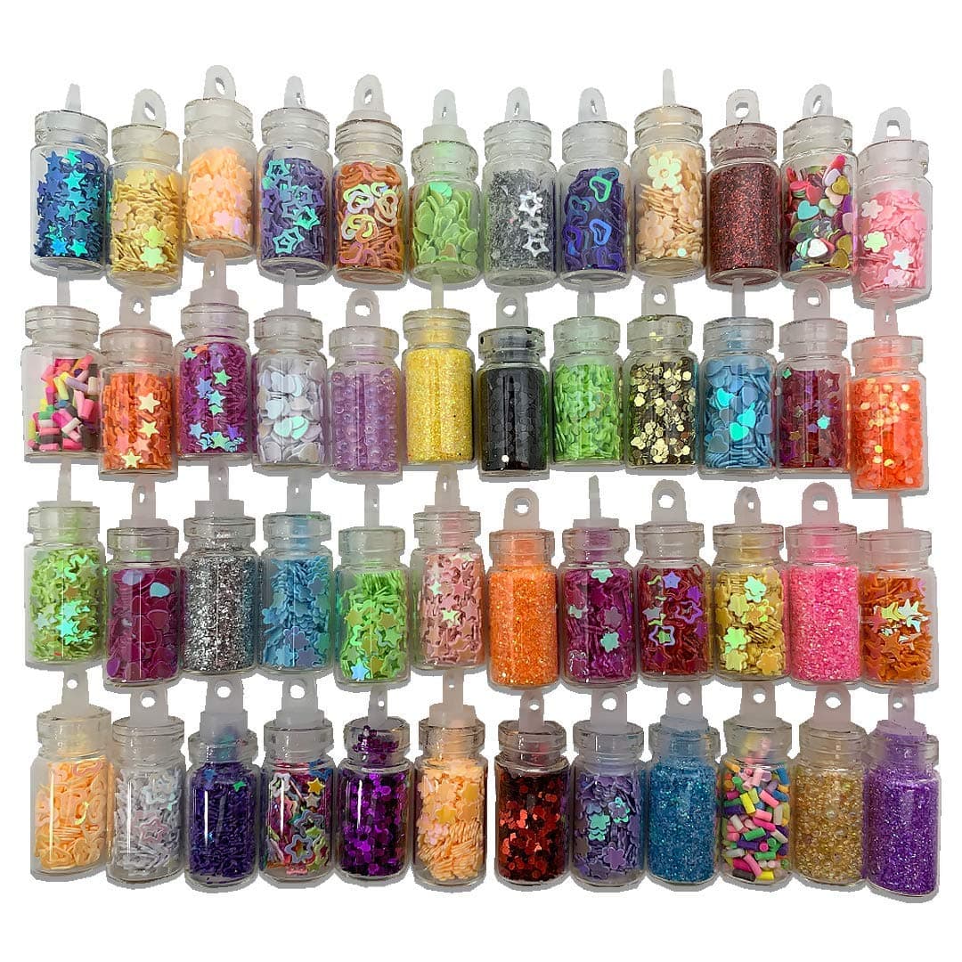Glitter Sequins 48 Pack - Slime Supplies Making Kit Accessories Decorations/Nail Art/DIY Crafts for Kids Add Ins Set Bulk Homemade Variety Jars