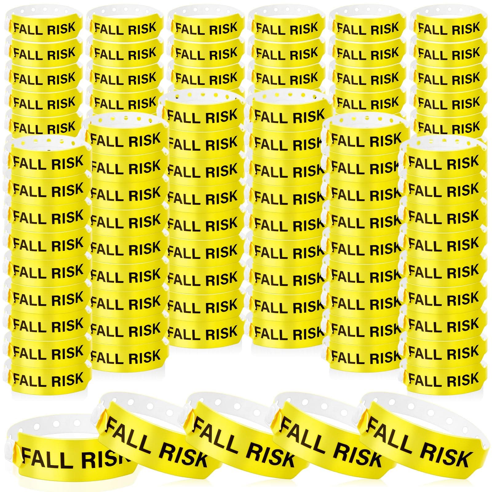 500 Pcs Fall Risk Bracelet Bulk Emergency Alert Wristband with Permanent Snap Closure PVC Medical Bracelets for Men Women Elderly Hospital Patient, Yellow