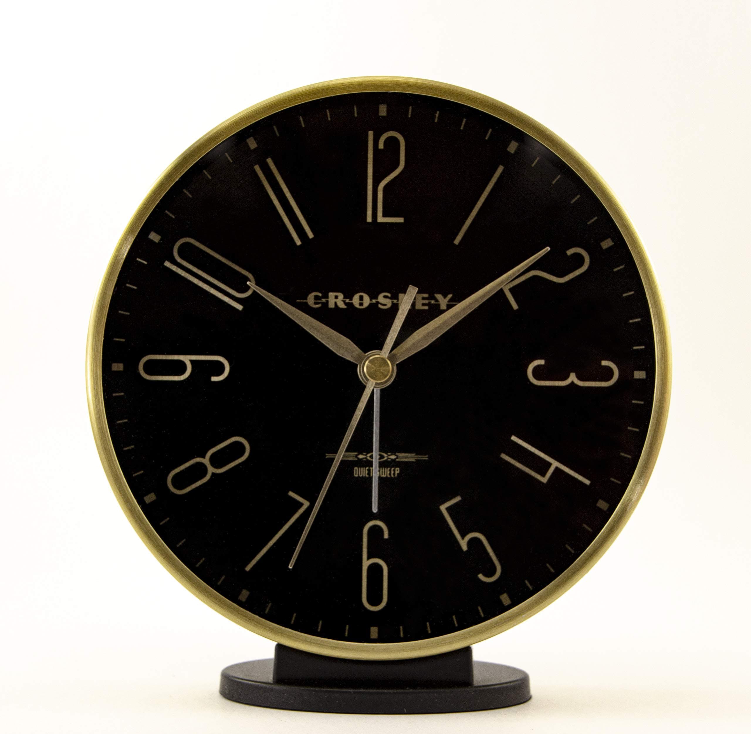 TimelinkCrosley Modern Art Deco Office and Desk Alarm Clock, Gold & Black, Metal Aluminum