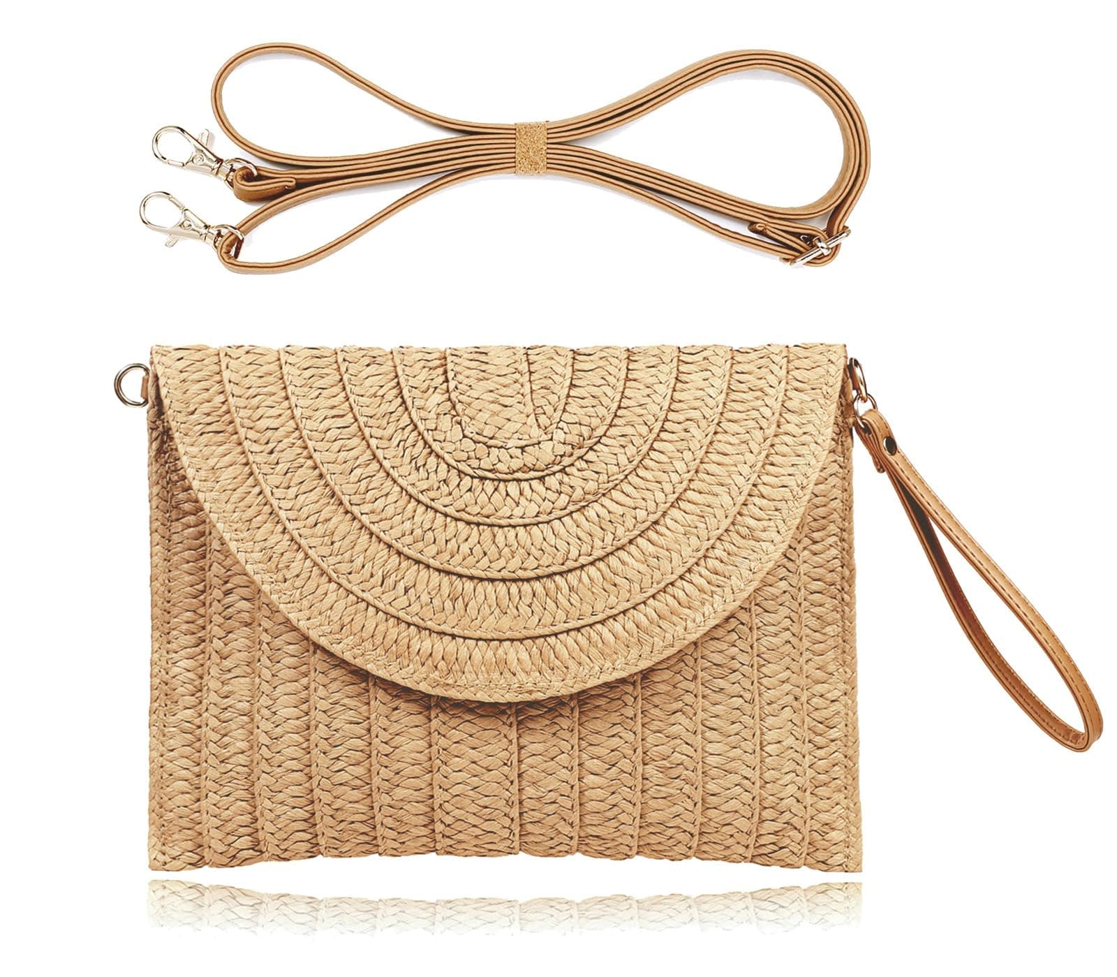 COOKOOKY Straw Clutch Handbag Summer Beach Straw Purse for Women woven Envelope Bag