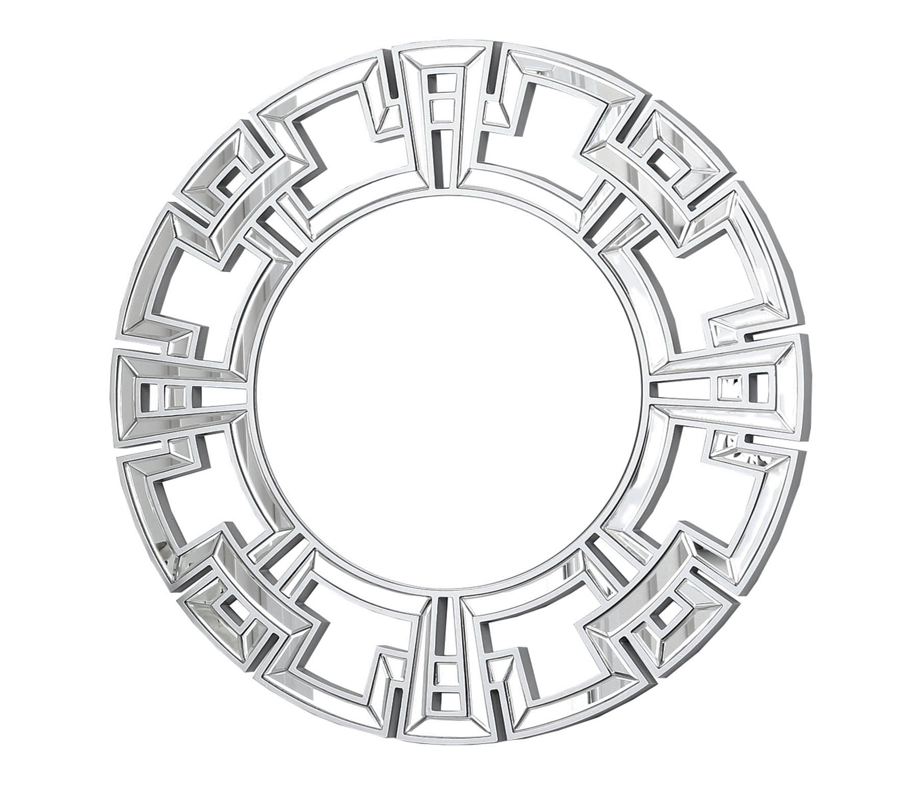 Abbyson Zentro Round Wall Mirror, Silver