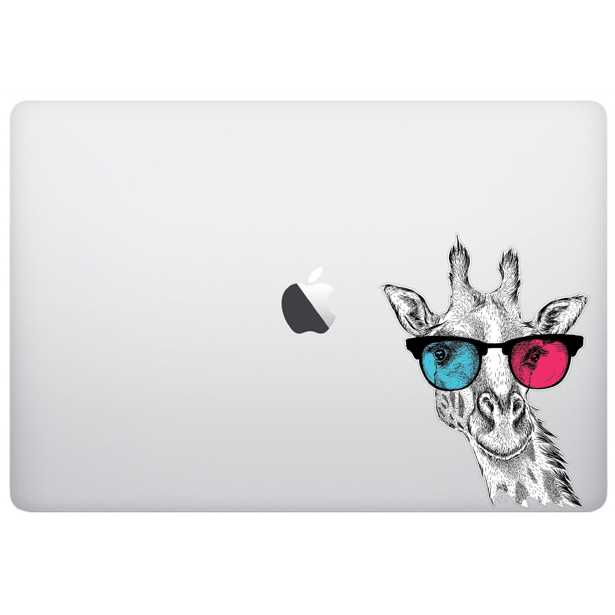 Laptop Sticker - Giraffe with 3D Glasses Funny - Matte Black Skins Stickers