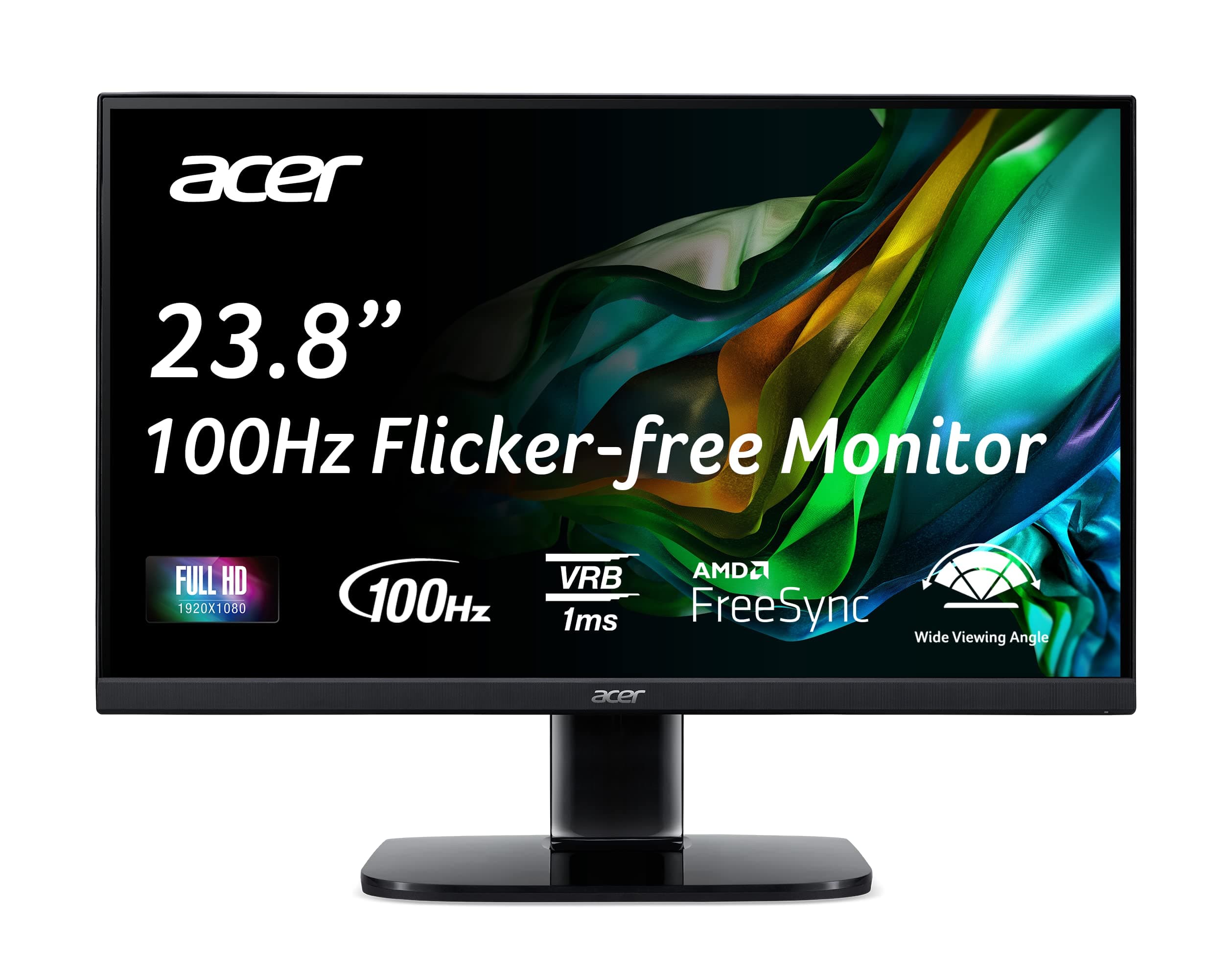 acer KC242Y Hbi 23.8" Full HD (1920 x 1080) Zero-Frame Gaming Office Monitor | AMD FreeSync Technology | 100Hz | 1ms (VRB) | Low Blue Light | Tilt | HDMI & VGA Ports