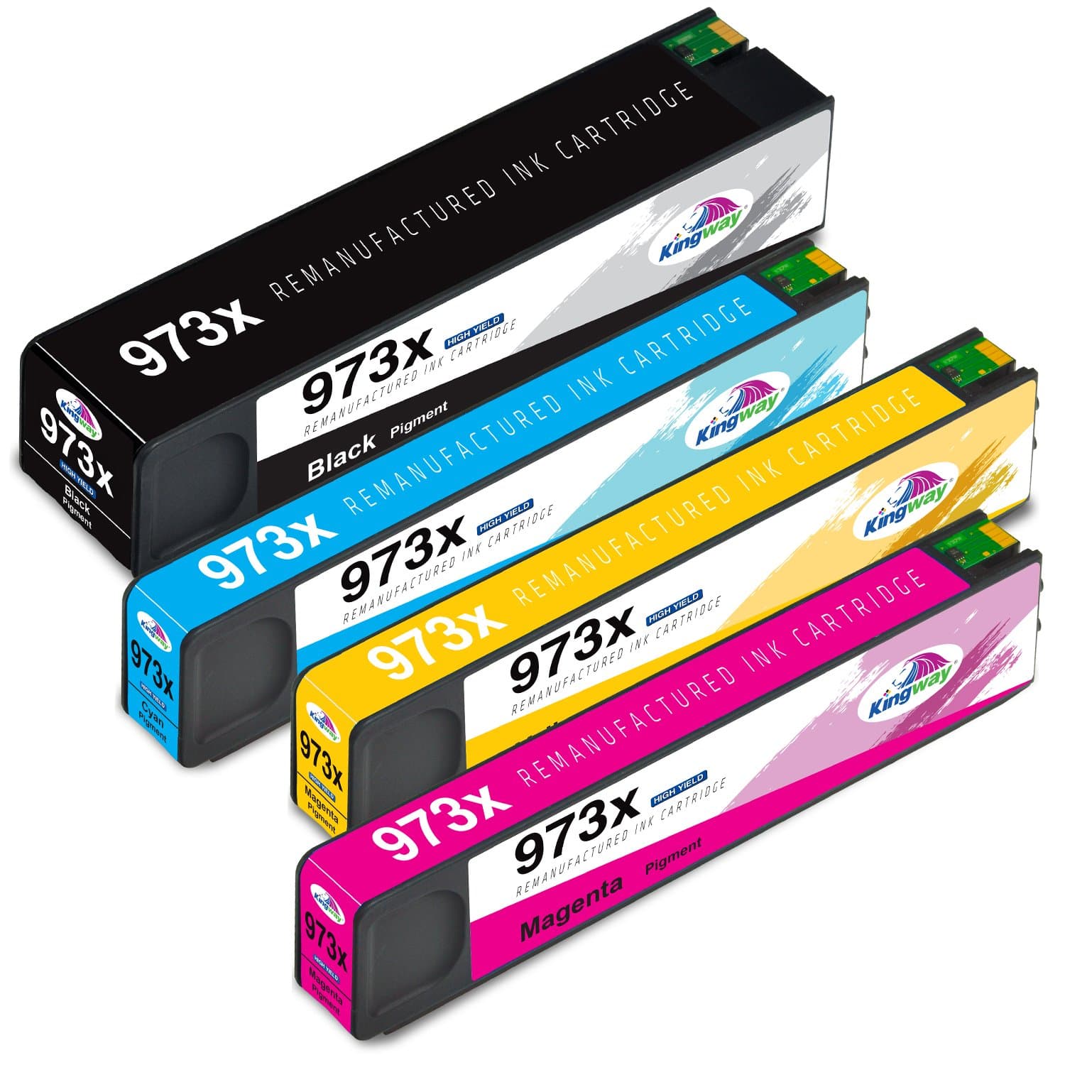 KINGWAY 973X Ink Cartridges for HP 973 973X Ink Cartridge Black Cyan Magenta Yellow Compatible with HP PageWide Pro 477dw 452dw 552dw 452dwt 477dn 477dwt 577dw 577z Multifunction Printer, 4 Pack