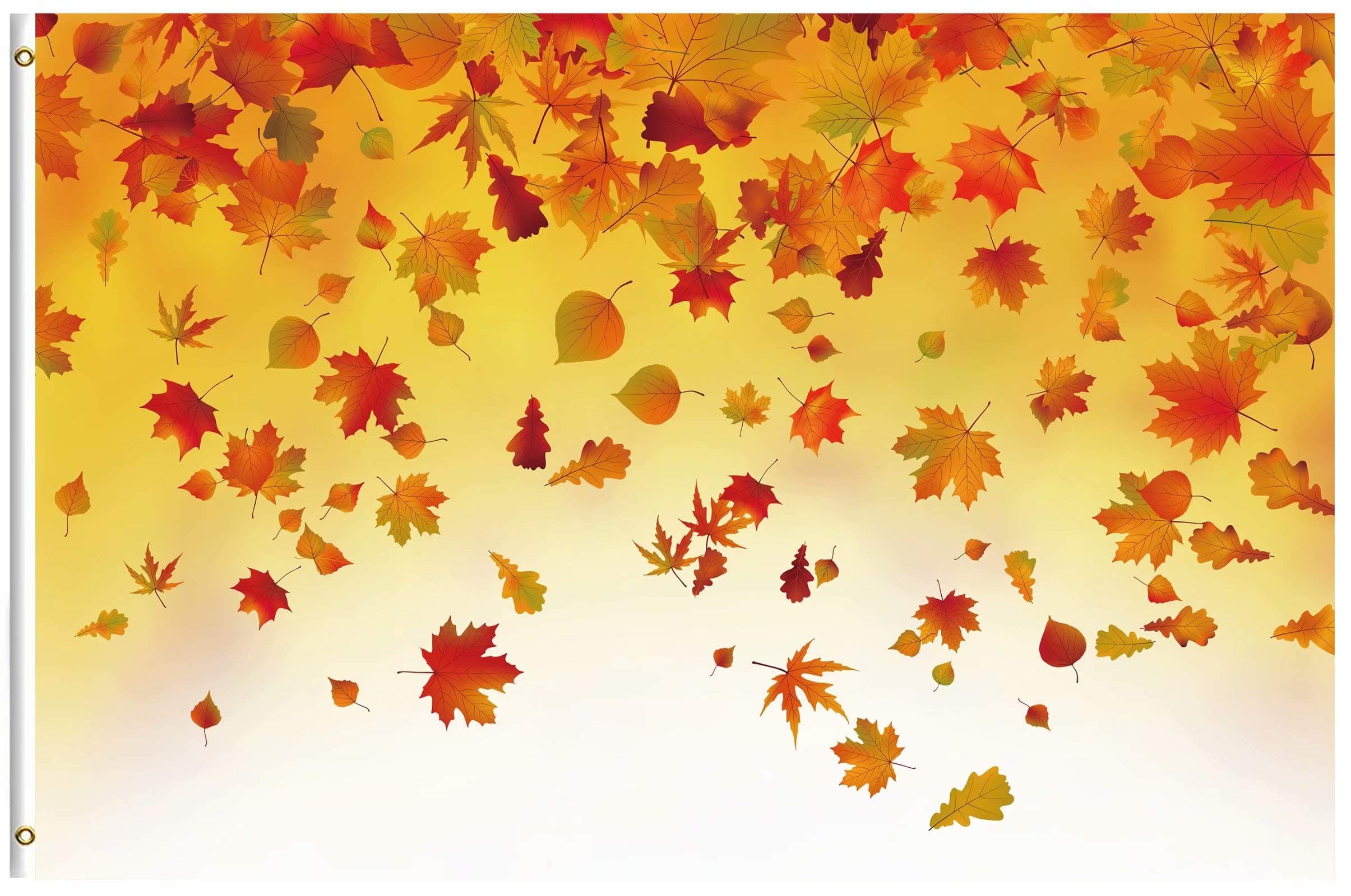 ShineSnow Fallen Fall Autumn Leaves Seasonal Golden Yellow Maple 3x5 Feet Flag, Polyester Double Stitched with Brass Grommets 3 X 5 Ft Flag for Outdoor Indoor Home Decor