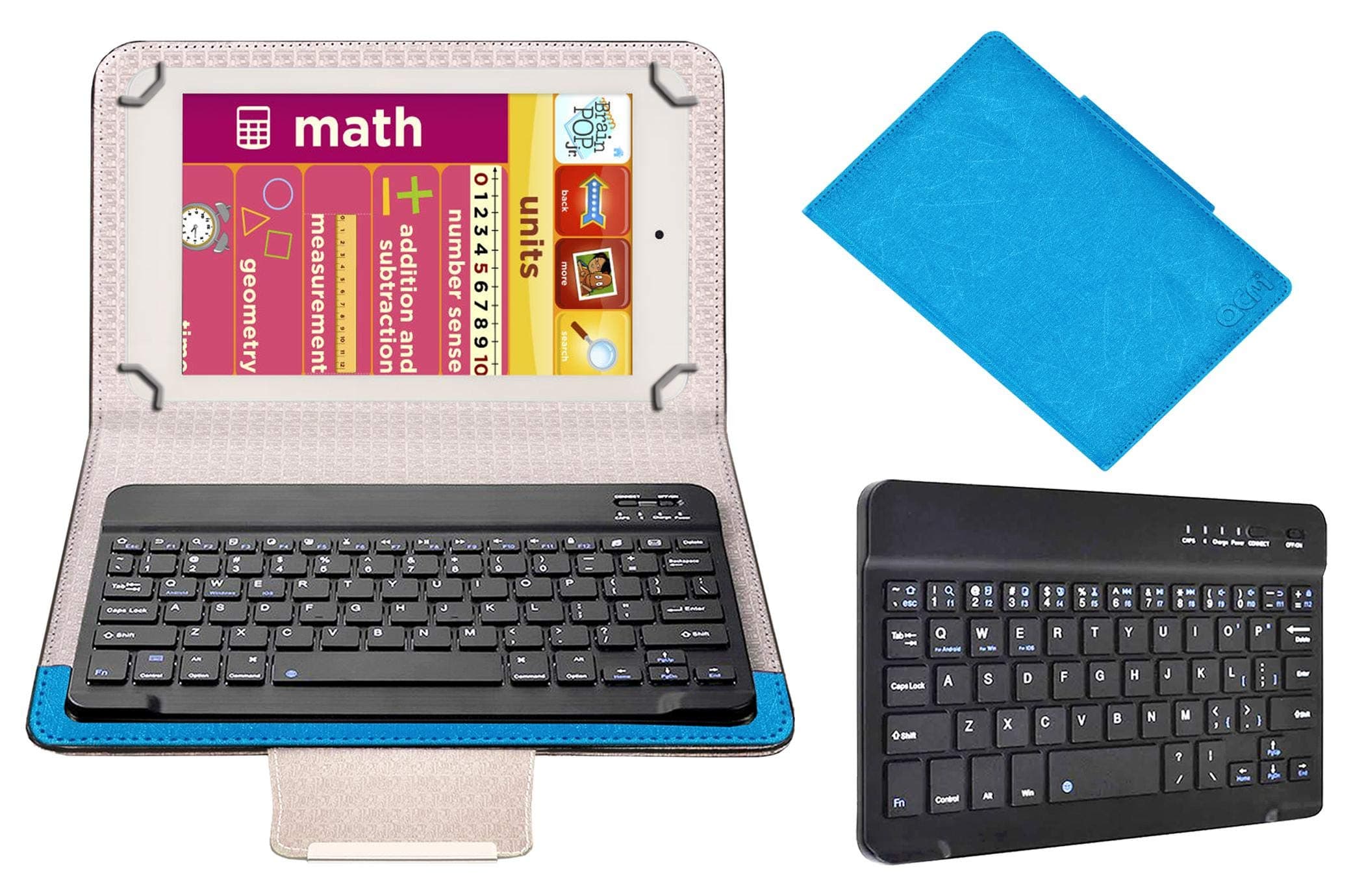 Acm Bluetooth Keyboard Case Compatible with Eddy Kids Learning Tab Tablet Flip Cover Stand Study Gaming Blue