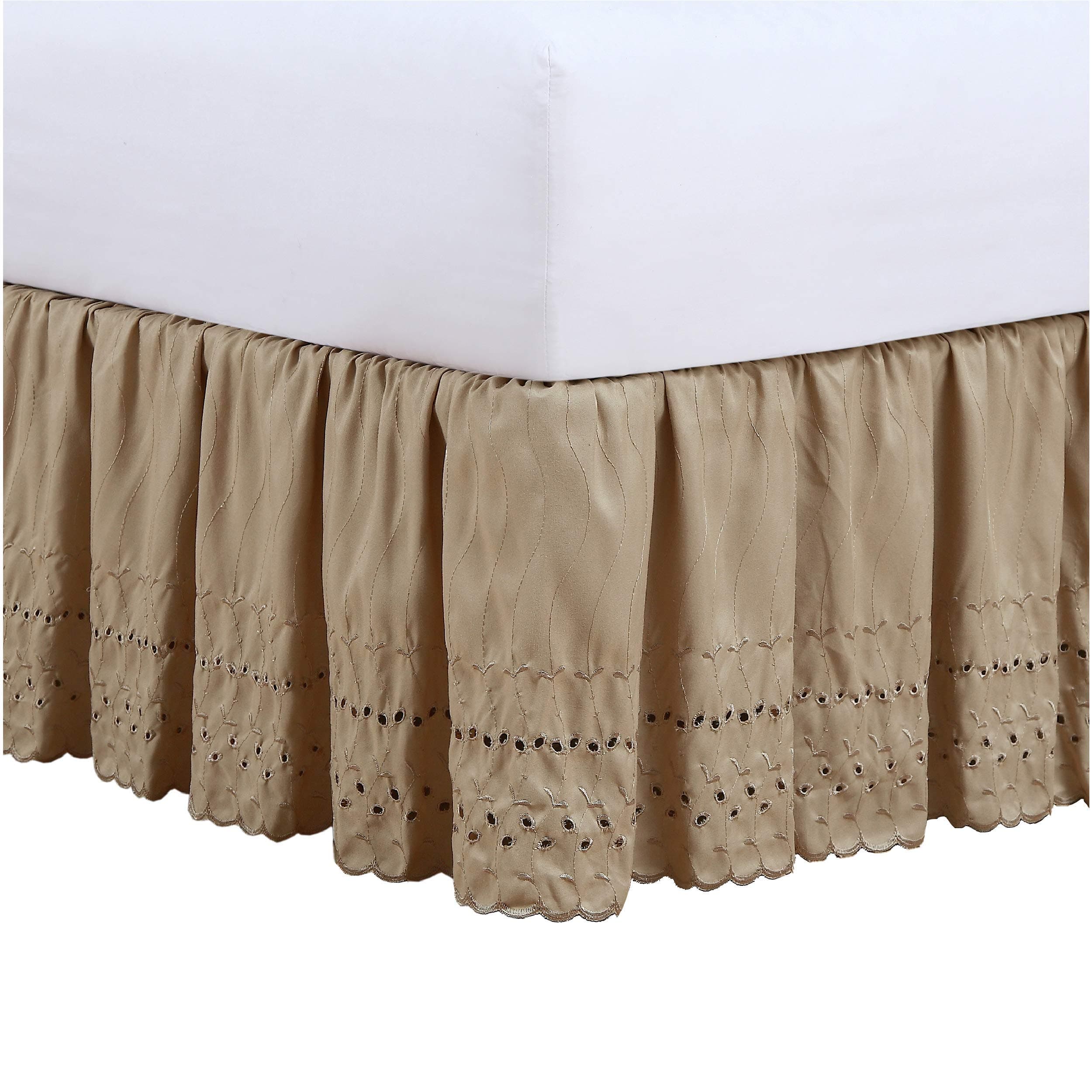 Fresh Ideas Eyelet Bedskirt, Mocha, Full