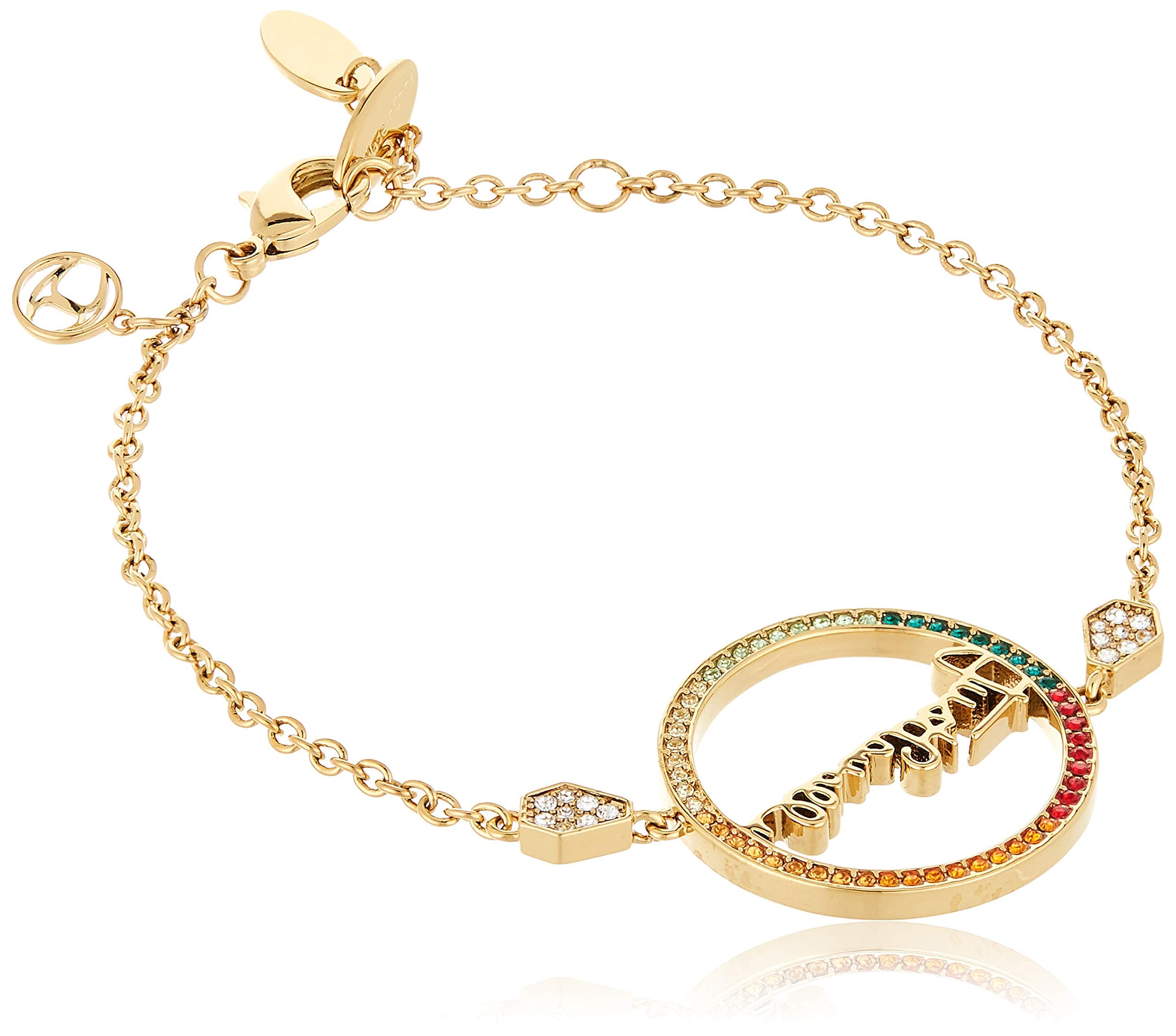 JUSt Logo Evo Full Yellow Gold Color Bracelet With Colored Stones - Jcbr00740400 - Medium