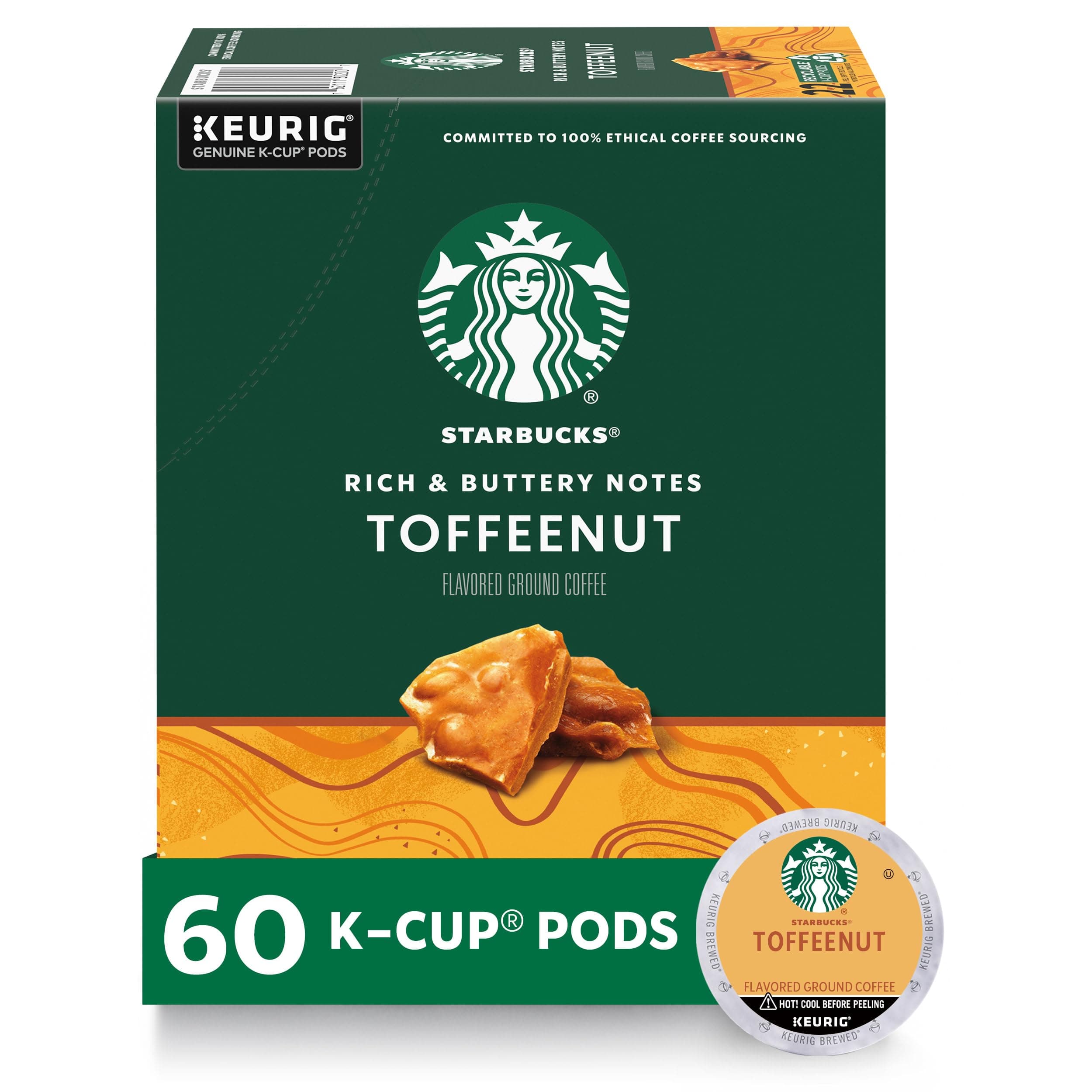 Starbucks Toffeenut Flavored Medium Roast Single Serve Coffee for Keurig Brewers, 6 Boxes of 10 (60 Total K-Cup pods)