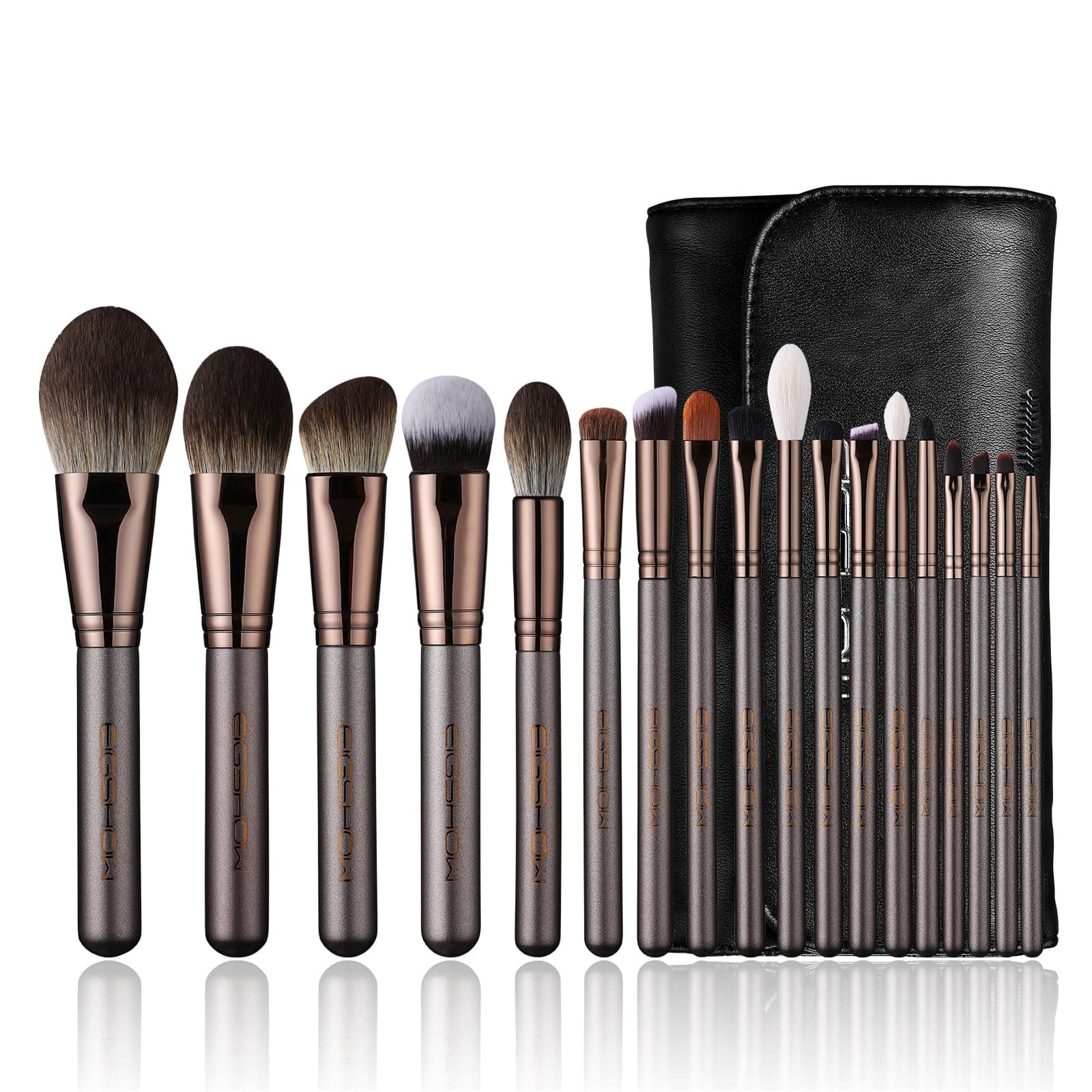 Professional Makeup Brush Set, Makeup Brushes Perfect for Foundation Face Powder Blending Blush Bronzer Eyeliner Eye Shadow Brows with Case(PRO 18pcs Coffee)