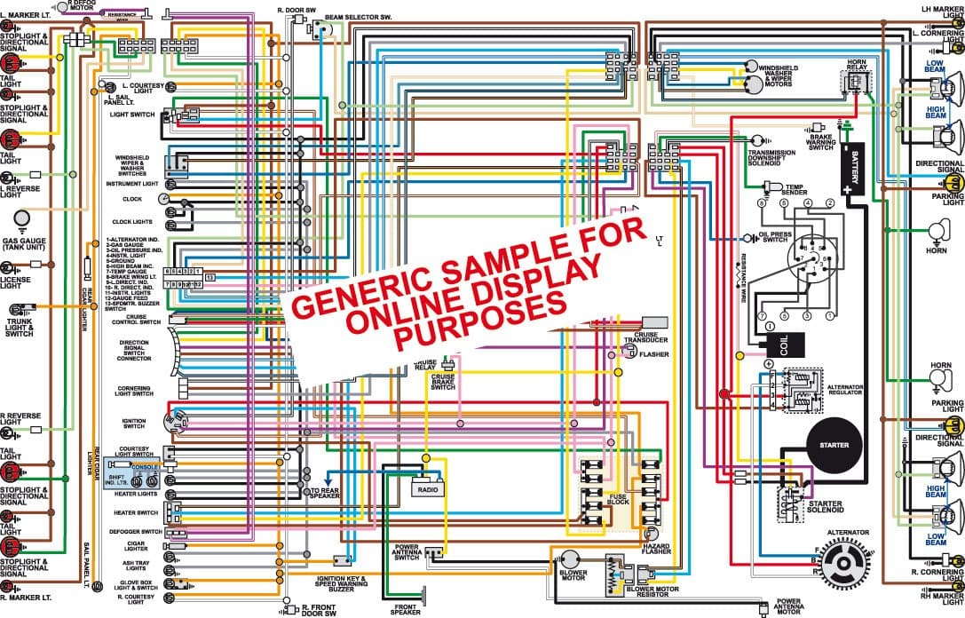 Full Color Laminated Wiring Diagram FITS 1975 Pontiac Firebird Color Wiring Diagram 18" X 24" Poster Size (all models)