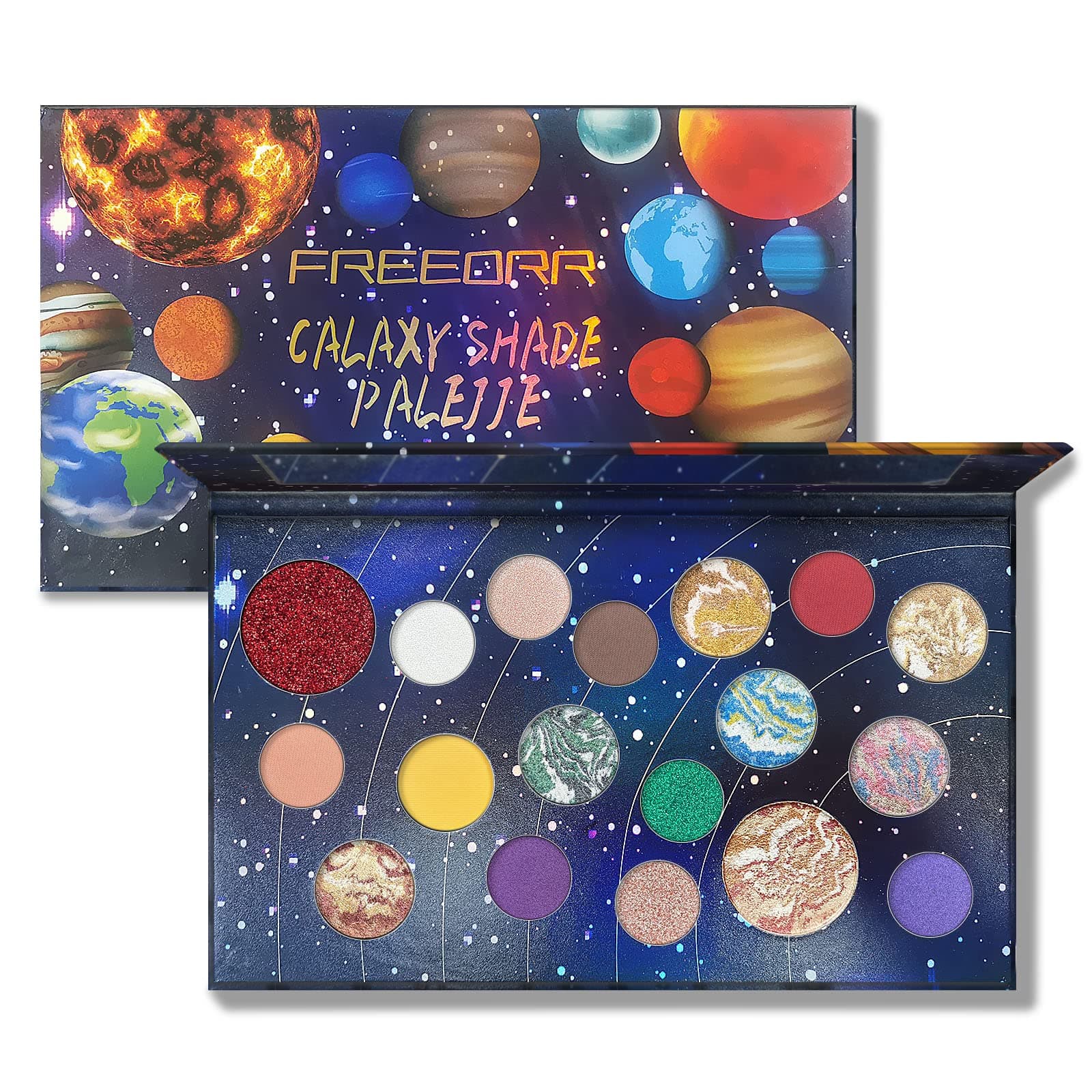 18 Colors Galaxy Eyeshadow Palette, Glitter Eyeshadow Makeup Multi Reflective Shimmer/Glitter Matte Bake Pressed Pearly High-pigmented Colorful Eye-Shadow Makeup Palette