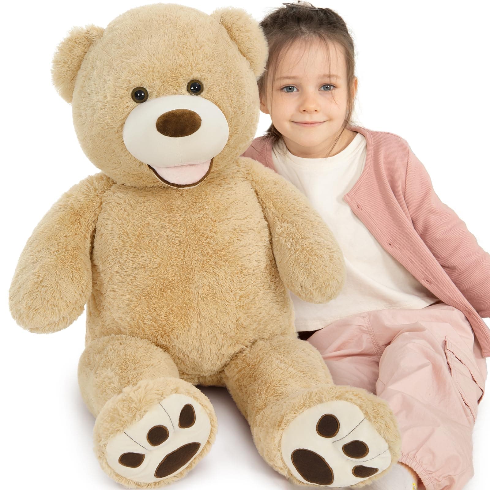 MorisMos Big Teddy Bear With Footprints Stuffed Animal Plush Toy for Girlfriend Children 39 inches