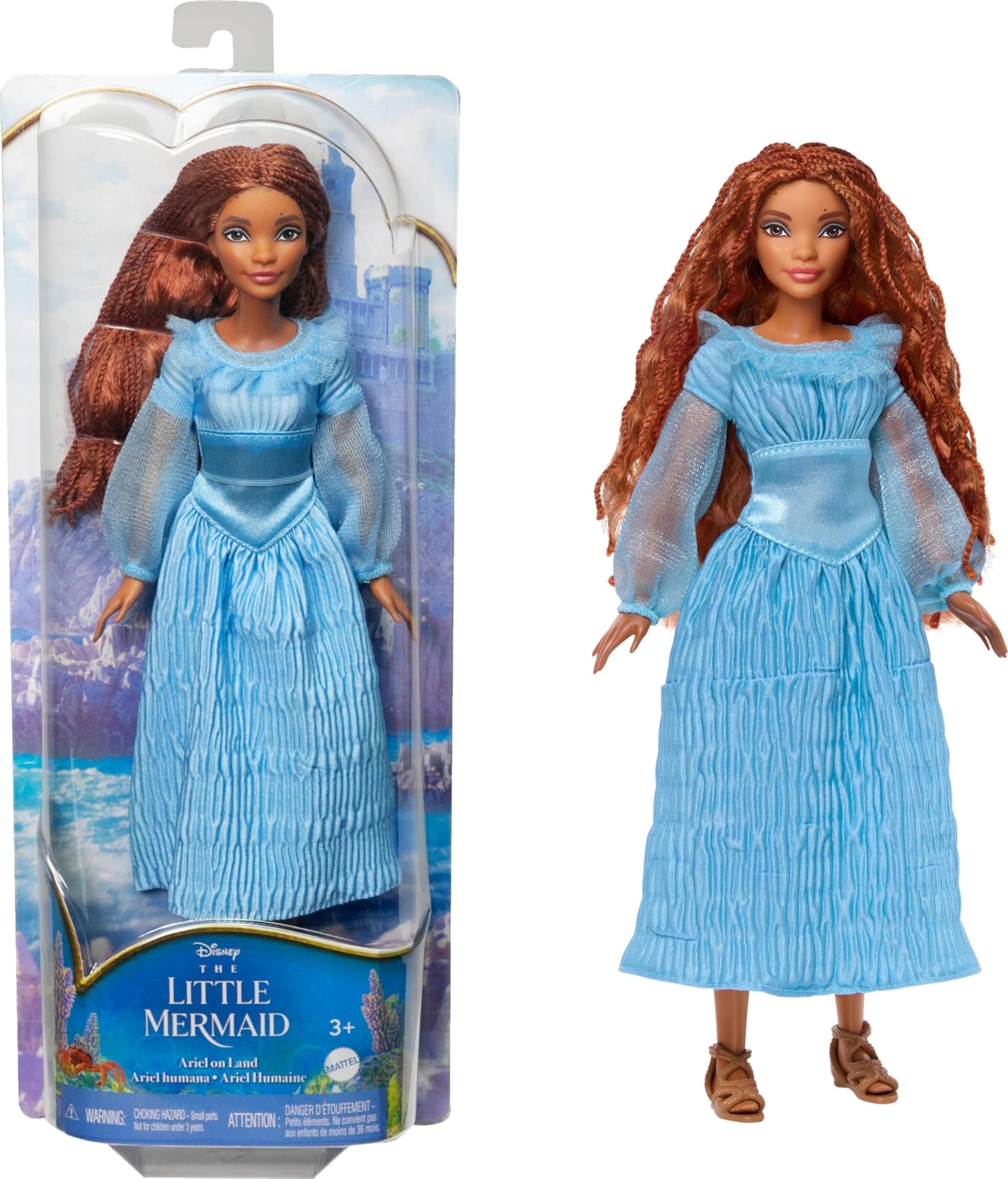Disney The Little Mermaid Ariel Fashion Doll on Land in Signature Blue Dress, Toys Inspired by Disney’s The Little Mermaid, HLX09