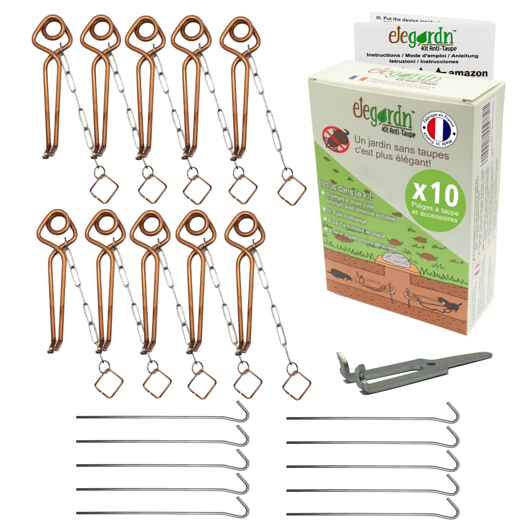 Complete Kit 10 Mole Traps Vole Trap Rigid Putange Type Used by Professional for Mole control Made in France