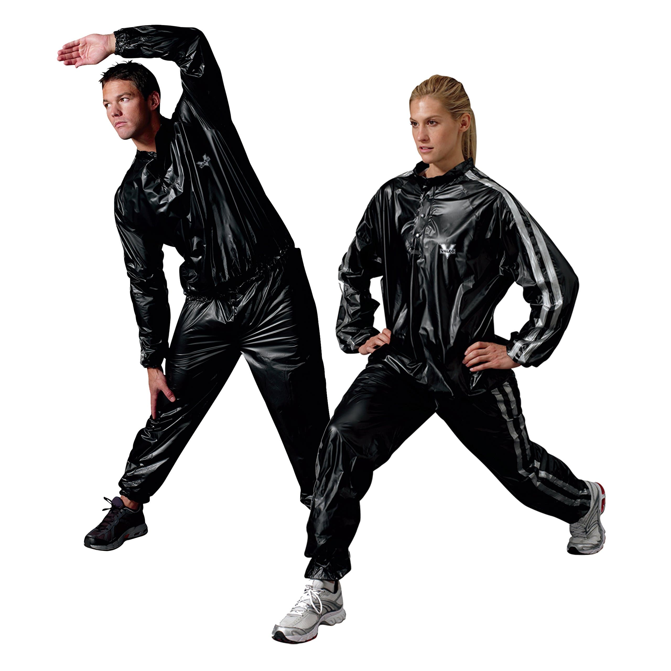 Valeo Vinyl Sauna Suit, 2 Pieces with Elasticized Wrist/Ankle Cuffs, BP6 Free, Black, VA1350, X-Large/XX-Large