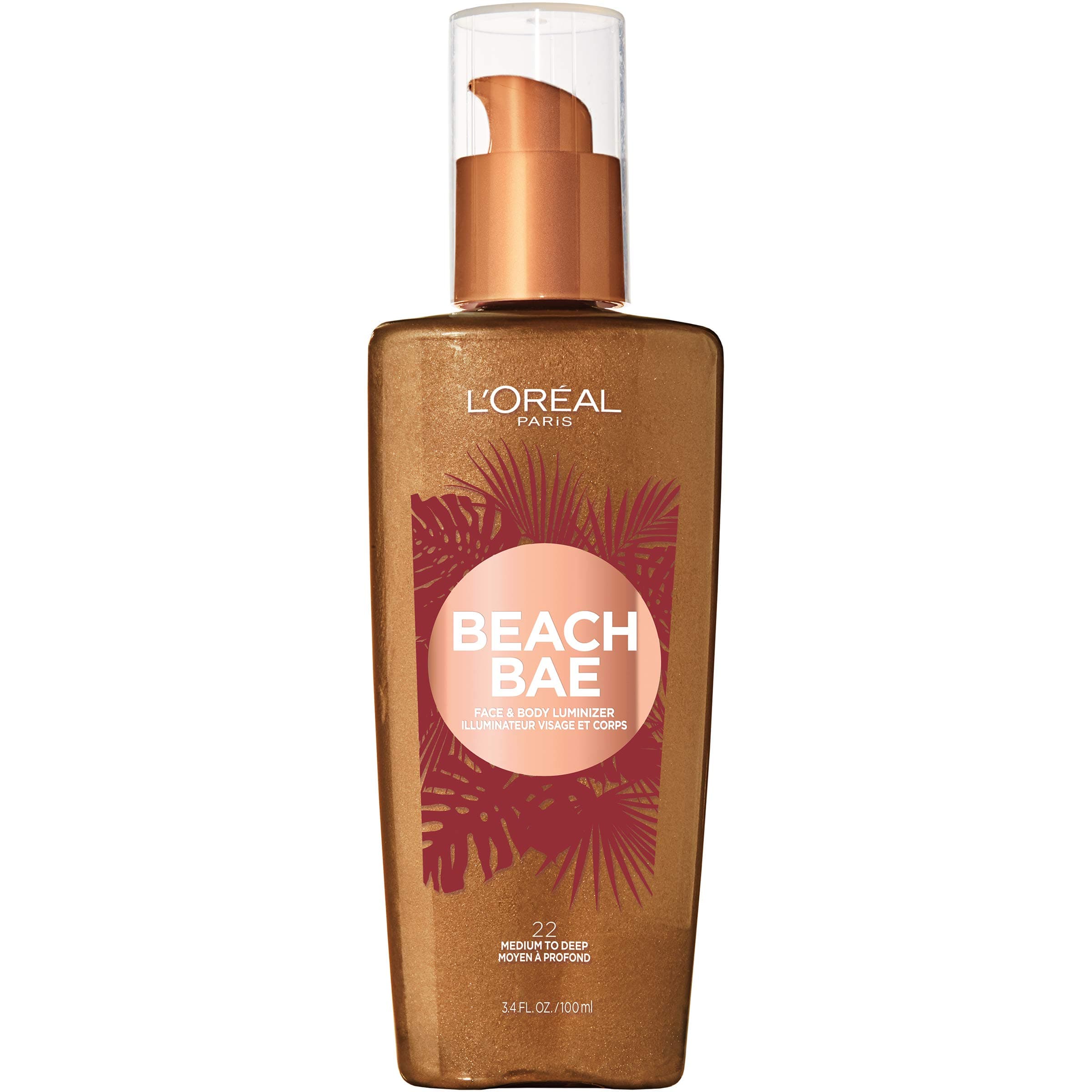 L'Oreal Paris Makeup Summer Belle Makeup, Beach Bae Face & Body Liquid Luminizer, Medium to Deep, 3.9 fl. oz.