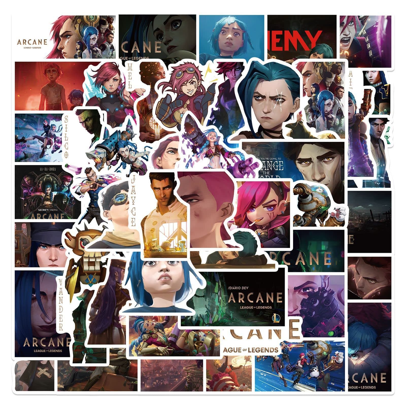 50Pcs Cartoon Arcane：League of Legends Stickers for Water Bottle Cup Laptop Guitar Car Motorcycle Bike Skateboard Luggage Box Vinyl Waterproof Graffiti Patches JHSL