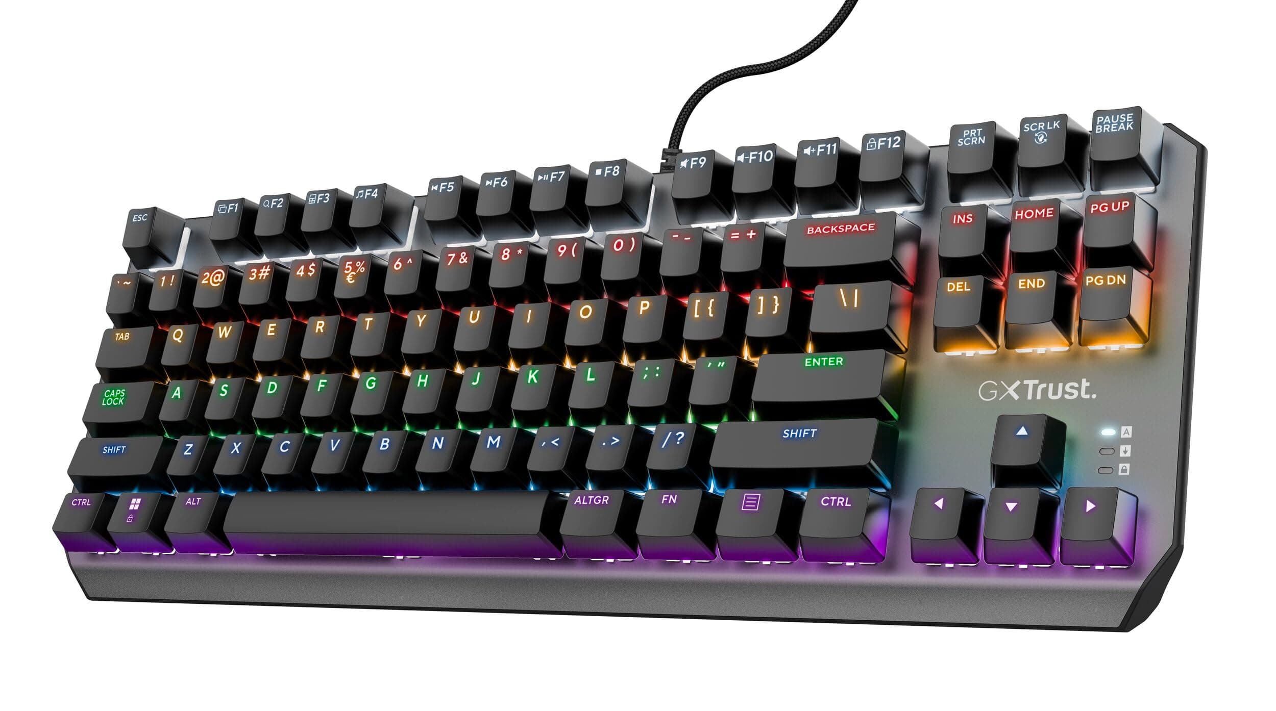 Trust Gaming GXT 834 Callaz TKL Mechanical Gaming Keyboard with UK Layout, Compact Tenkeyless Design (80%), Outemu Switches, Multicolour LED Lighting, USB Mechanical Keyboard for PC, Laptop, Mac